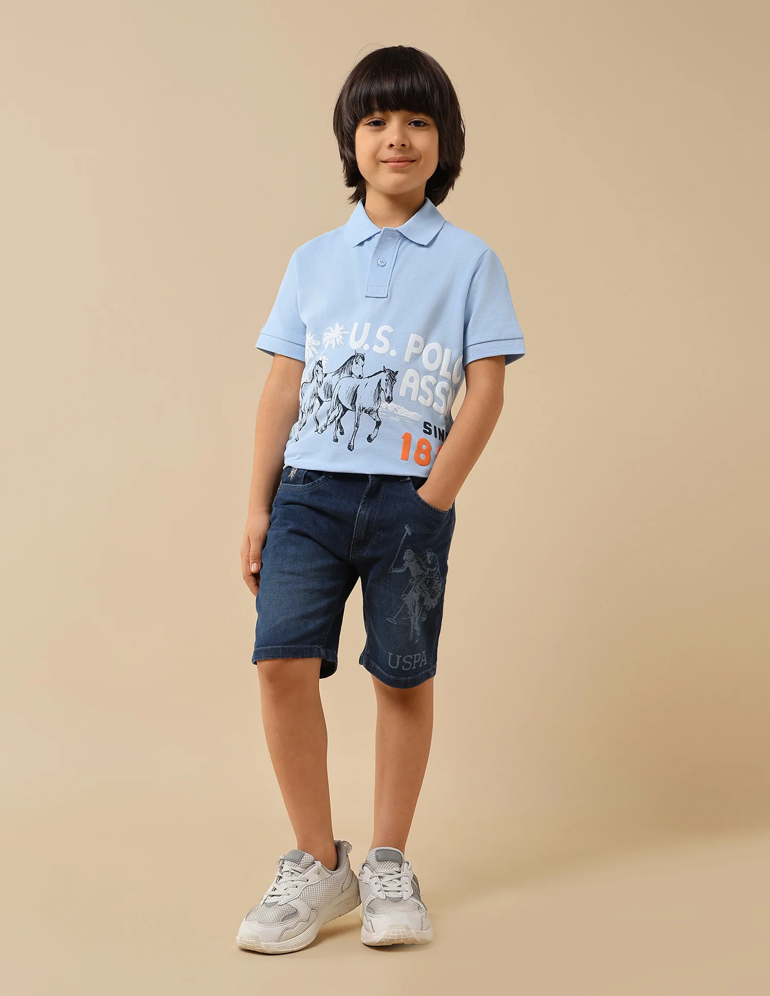 Boys Graphic Brand Printed Regular Fit Polo Shirt - Image 3