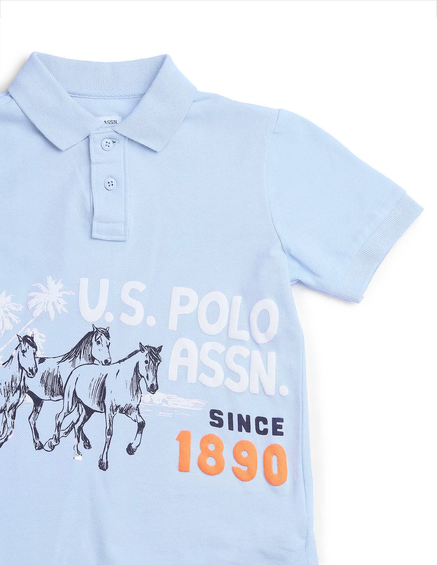 Boys Graphic Brand Printed Regular Fit Polo Shirt - Image 9