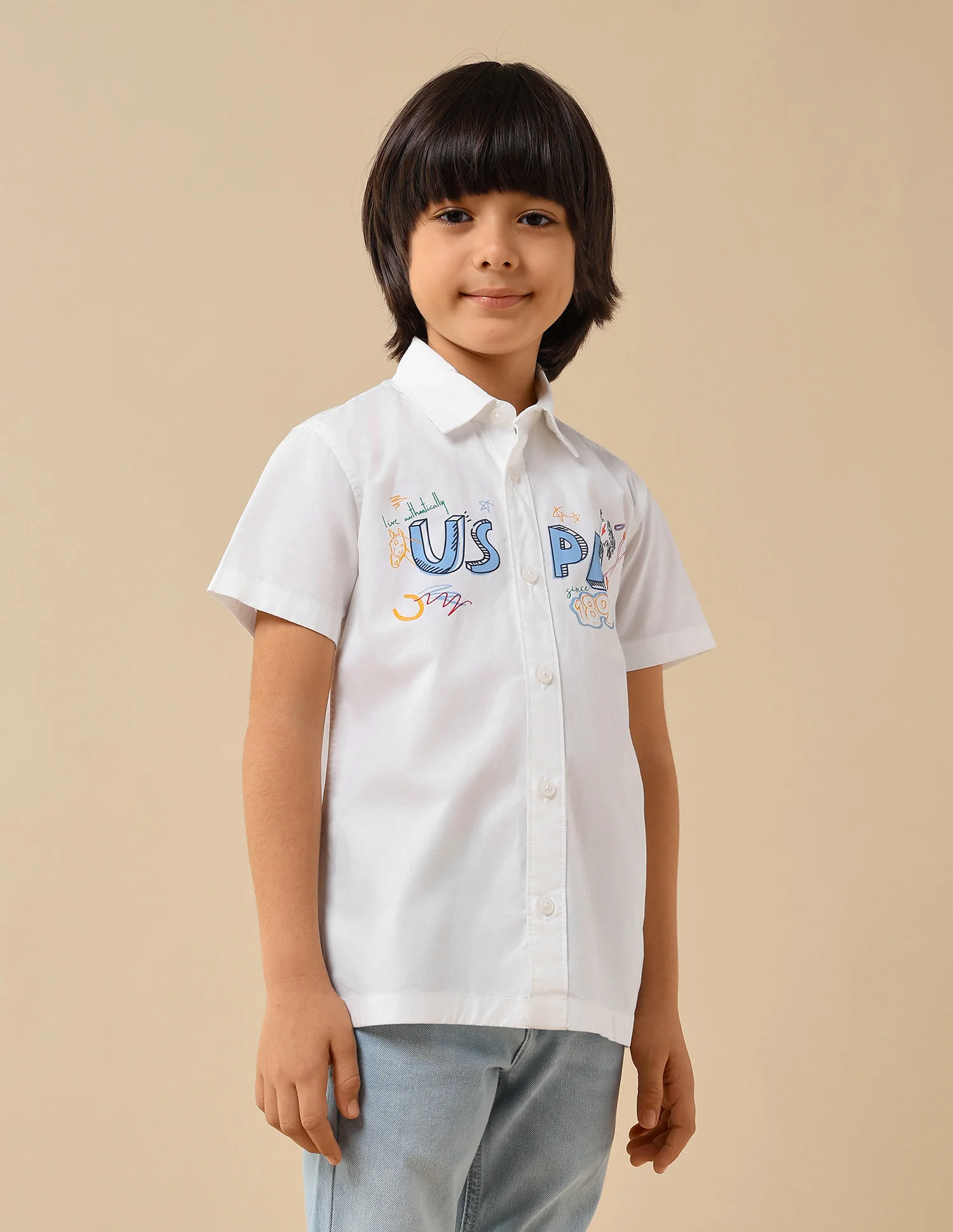 Boys Graphic Brand Printed Regular Fit Shirt - Image 4