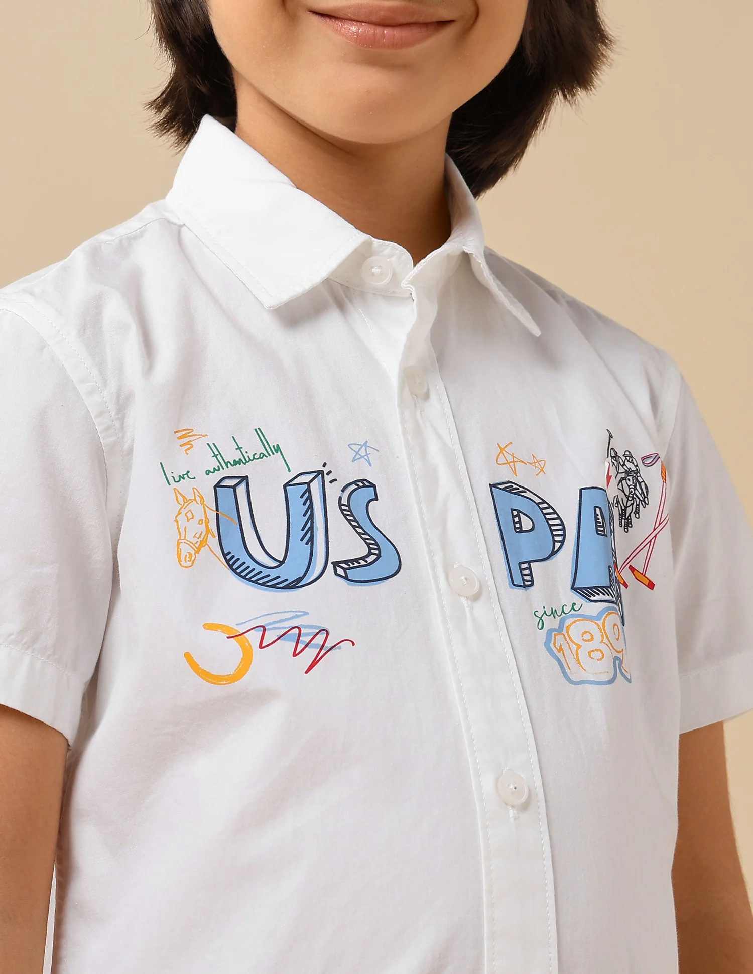 Boys Graphic Brand Printed Regular Fit Shirt - Image 6