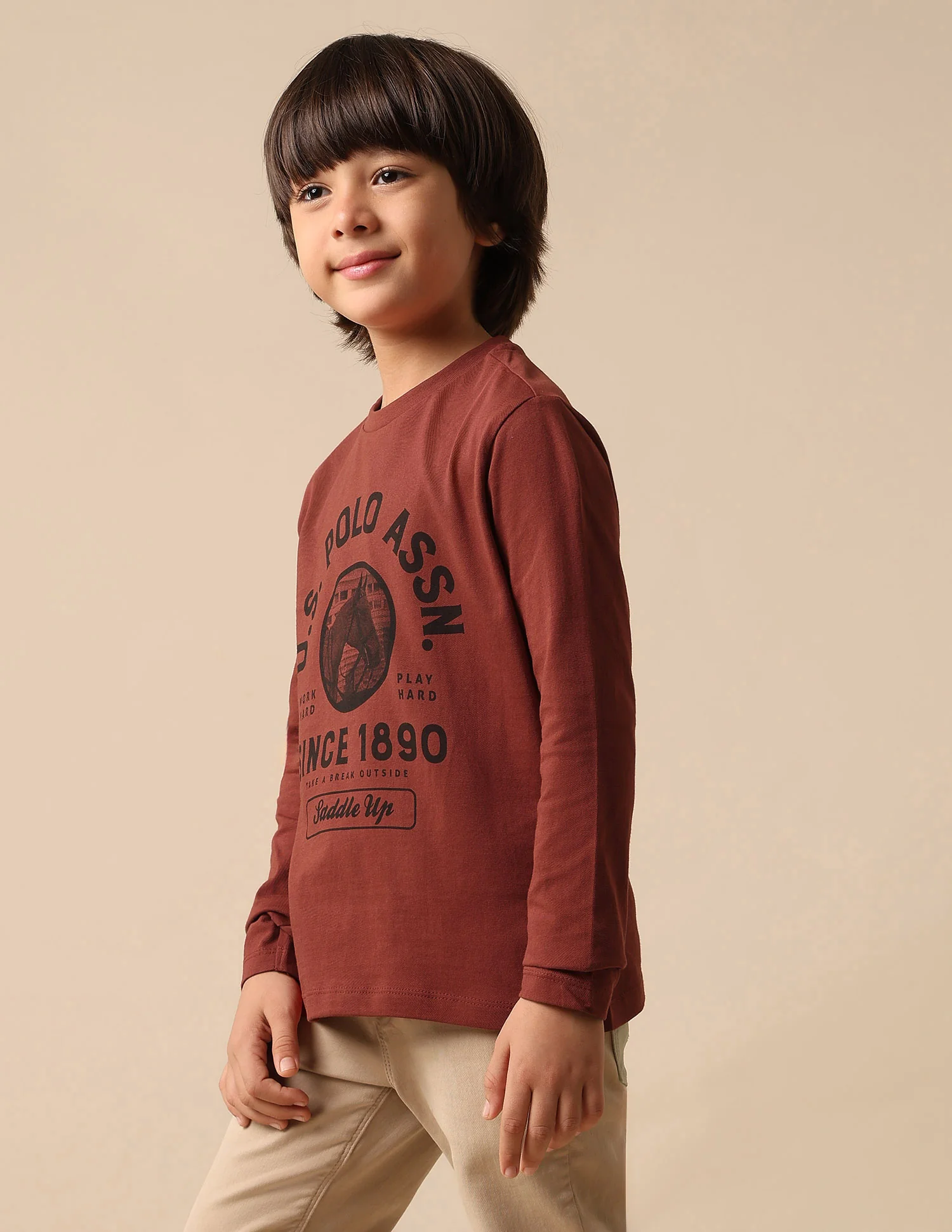 Boys Graphic Brand Printed Regular Fit T Shirt - Image 4