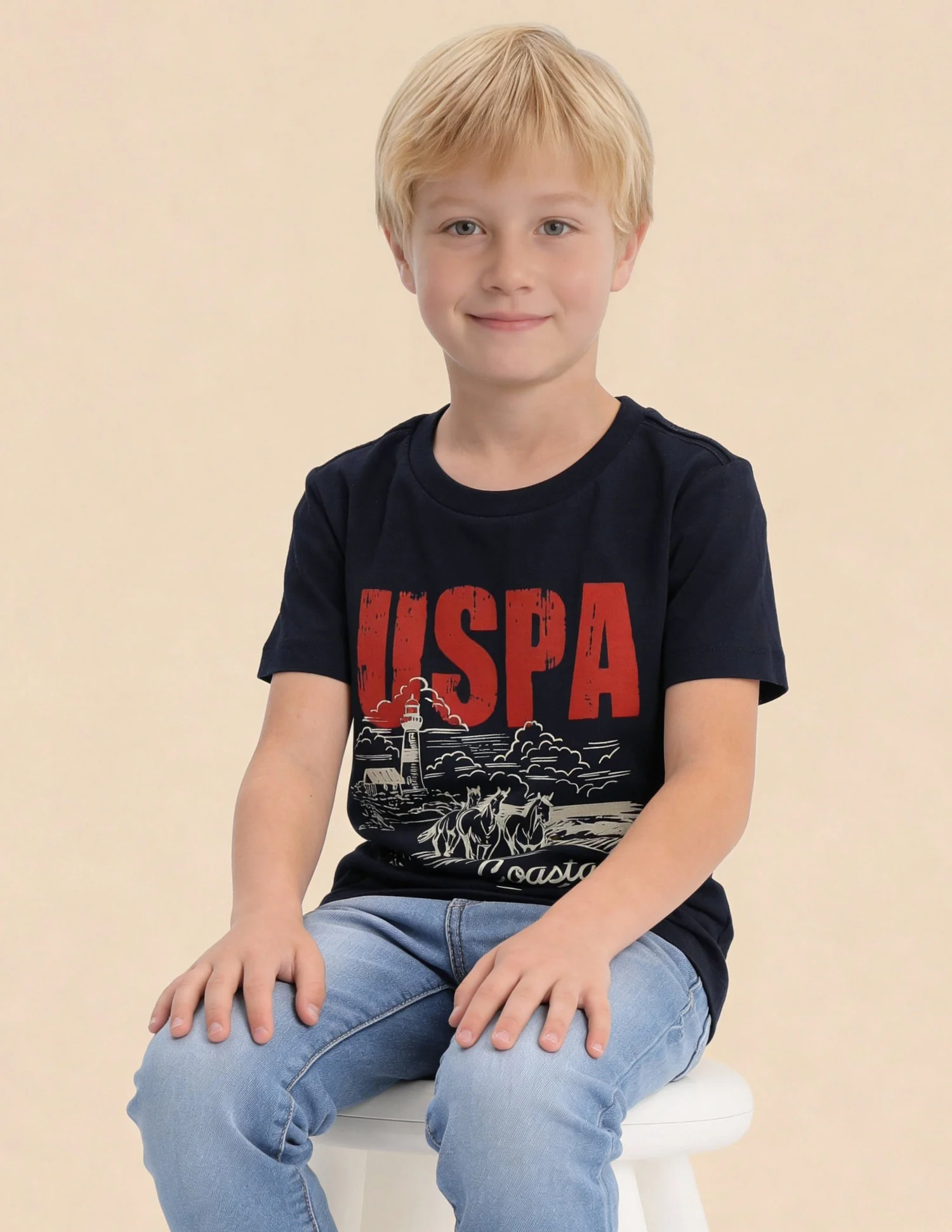 Boys Graphic Brand Printed Regular Fit T-Shirt