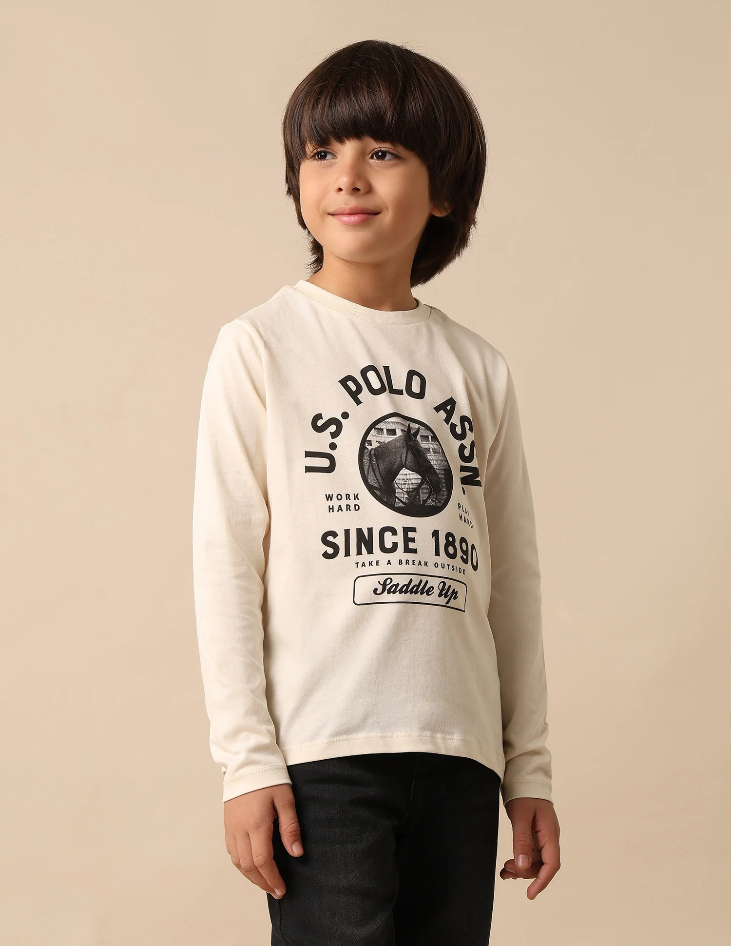 Boys Graphic Brand Printed Regular Fit T Shirt - Image 4