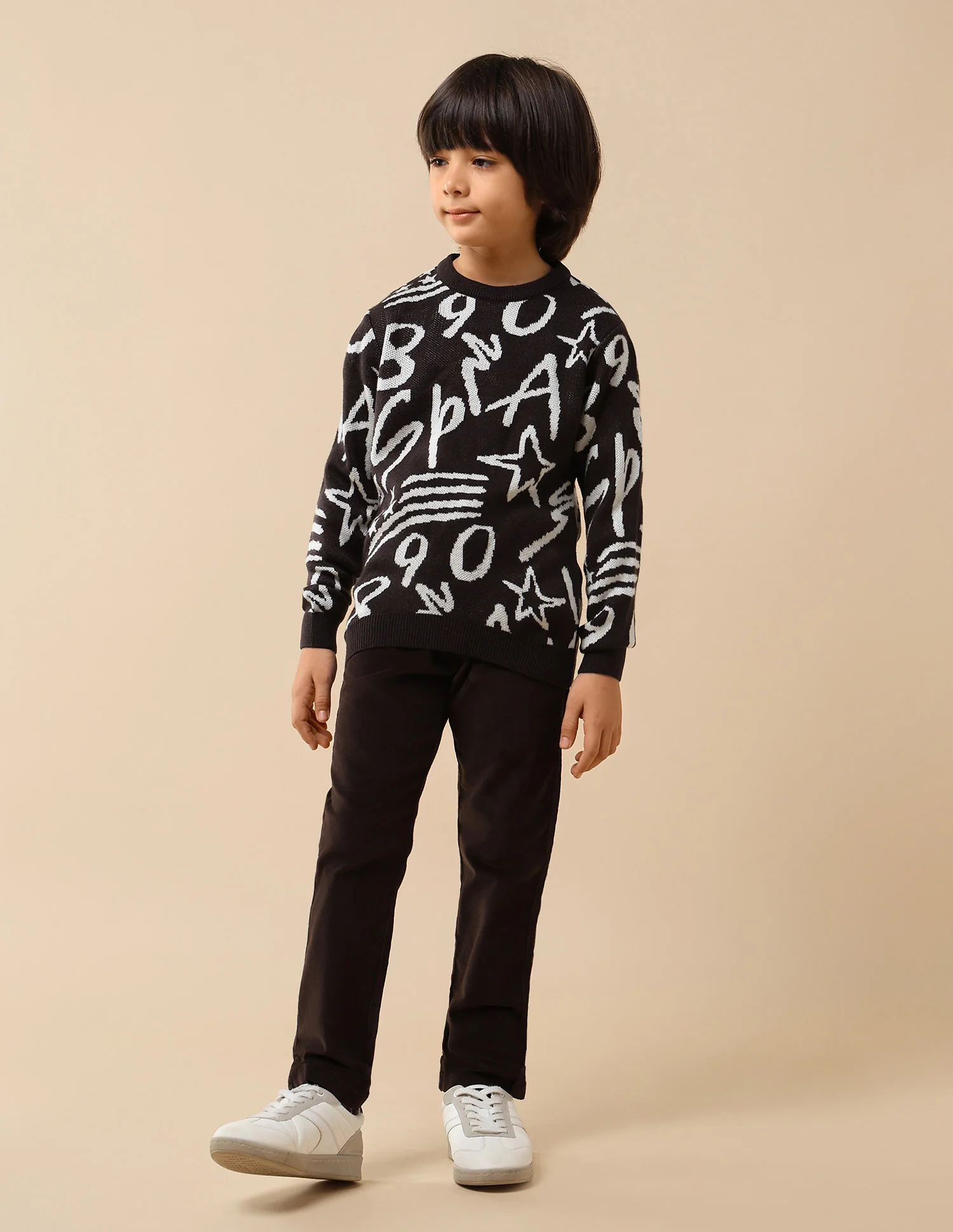 Boys Graphic Patterned Knit Sweater - Image 3