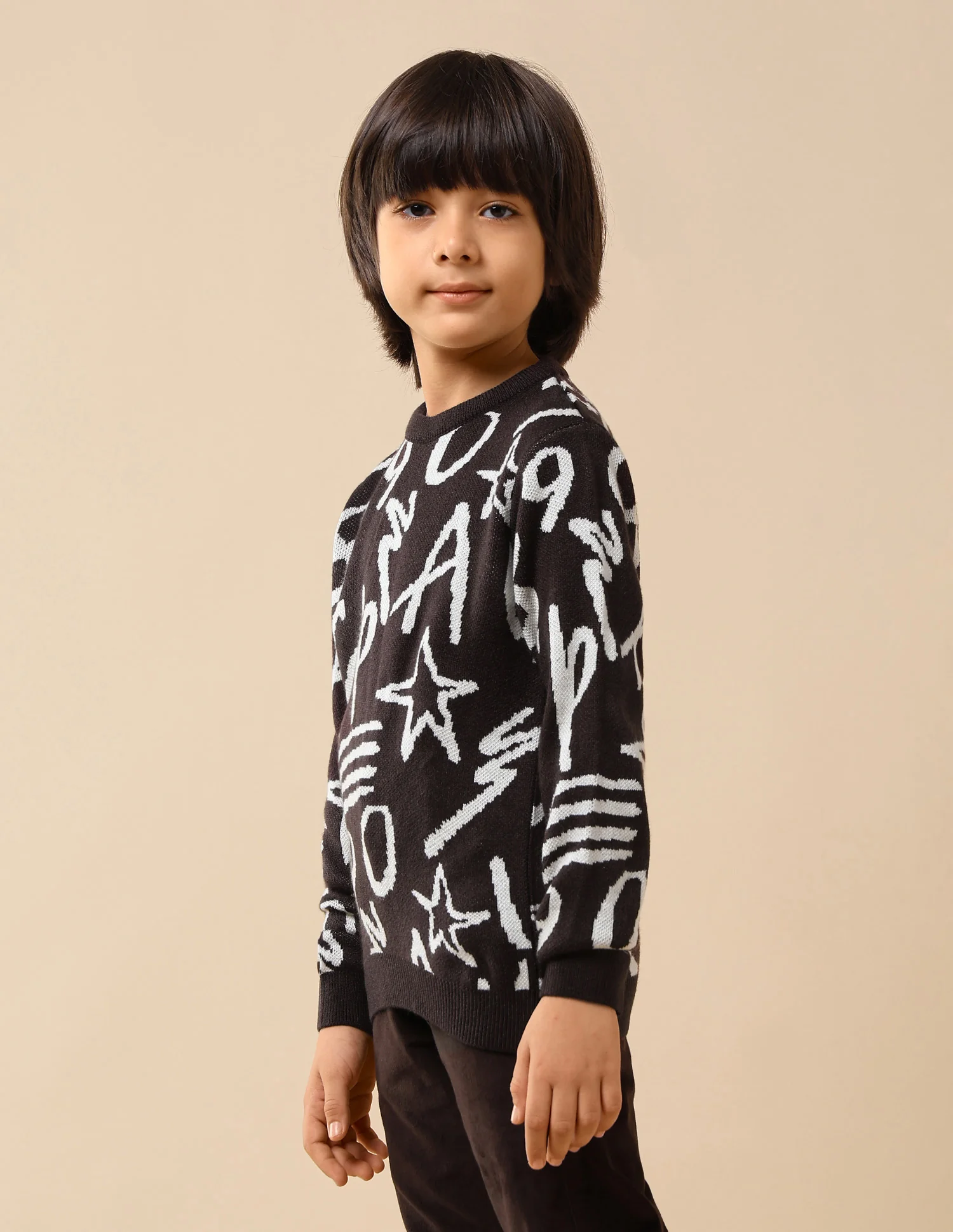 Boys Graphic Patterned Knit Sweater - Image 4