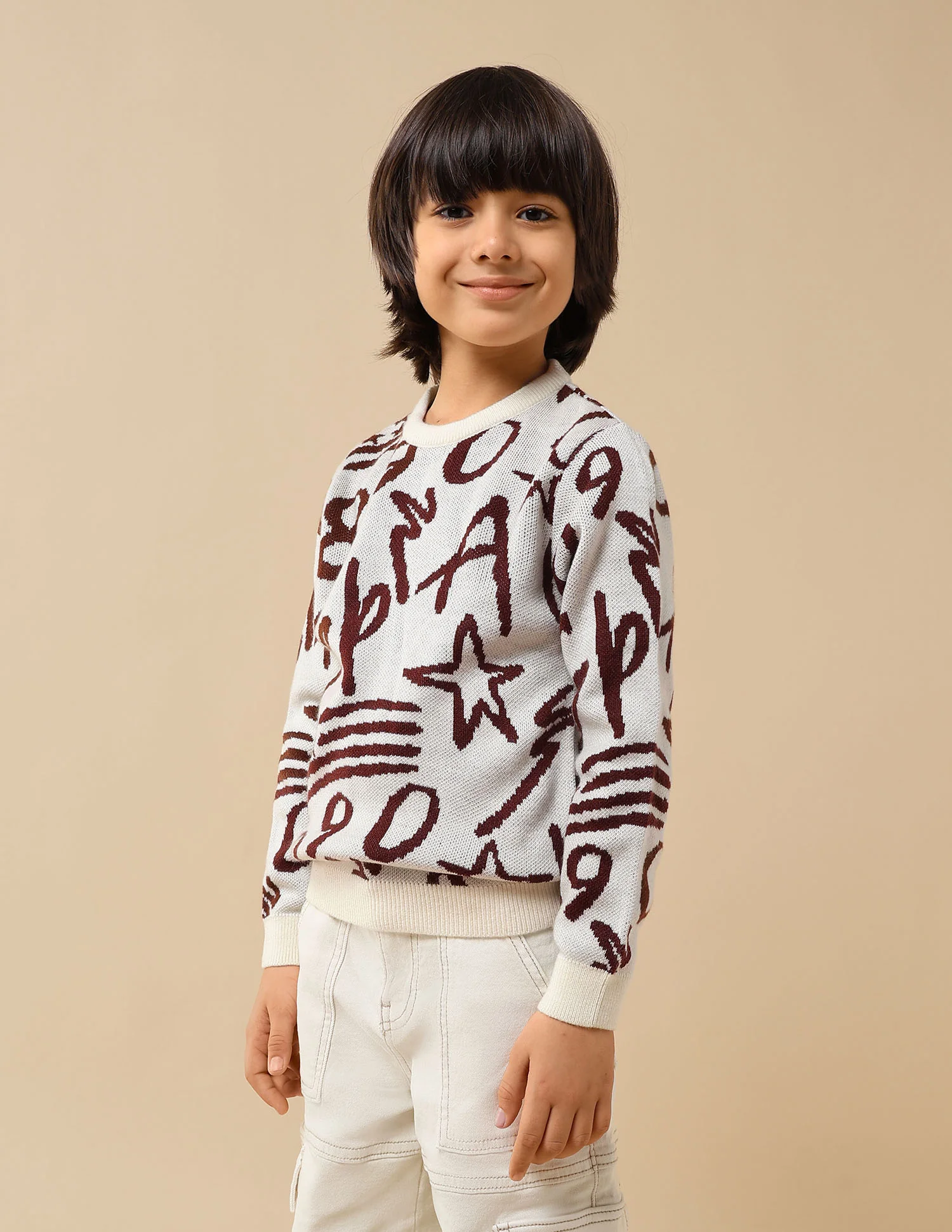 Boys Graphic Patterned Knit Sweater - Image 4