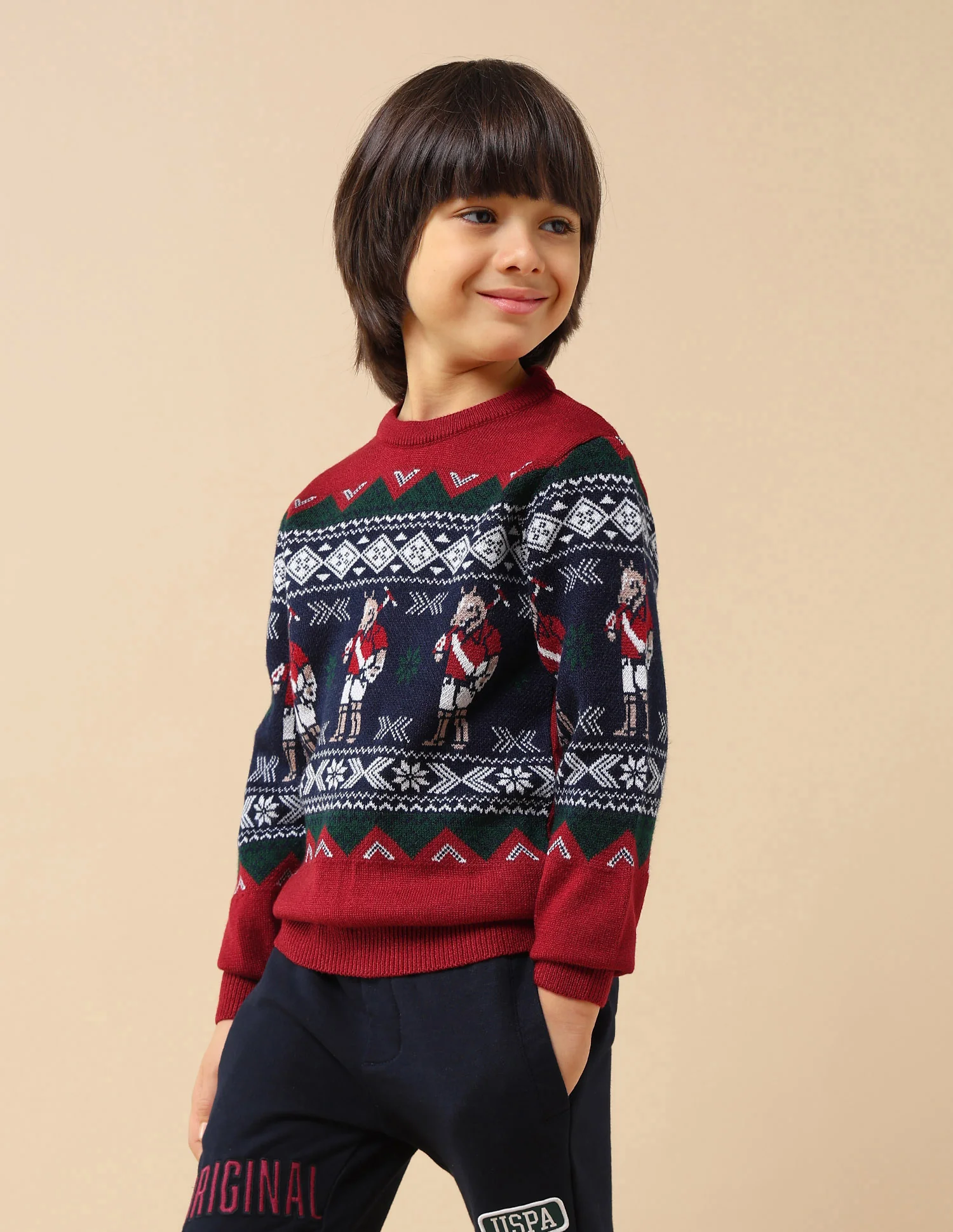 Boys Graphic Patterned Knit Sweater - Image 4