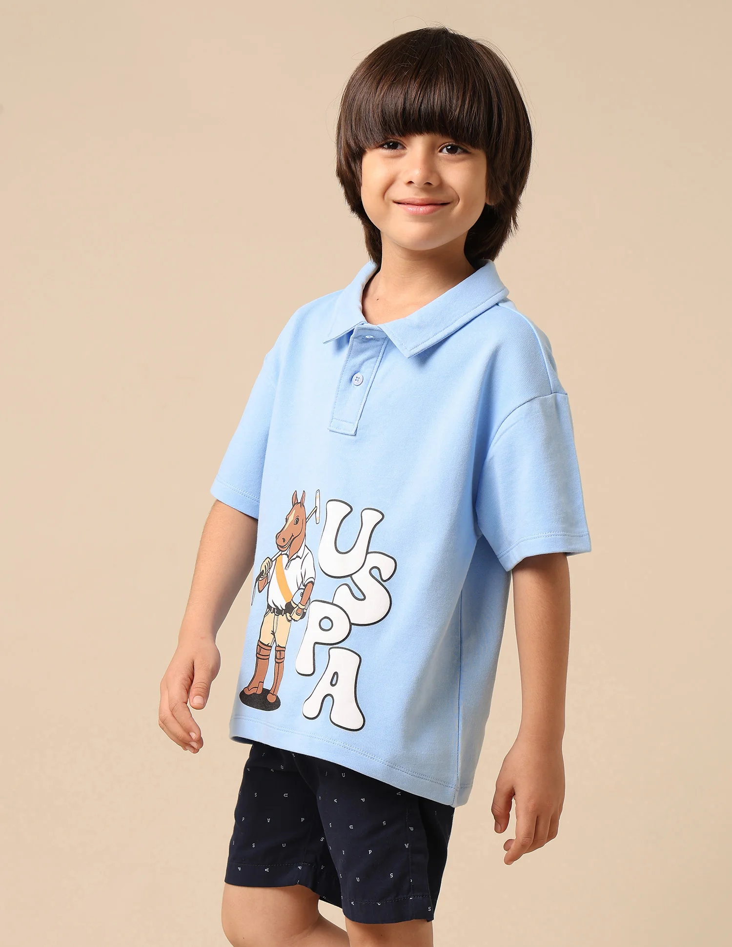 Boys Graphic Printed Boxy Fit Polo Shirt - Image 4