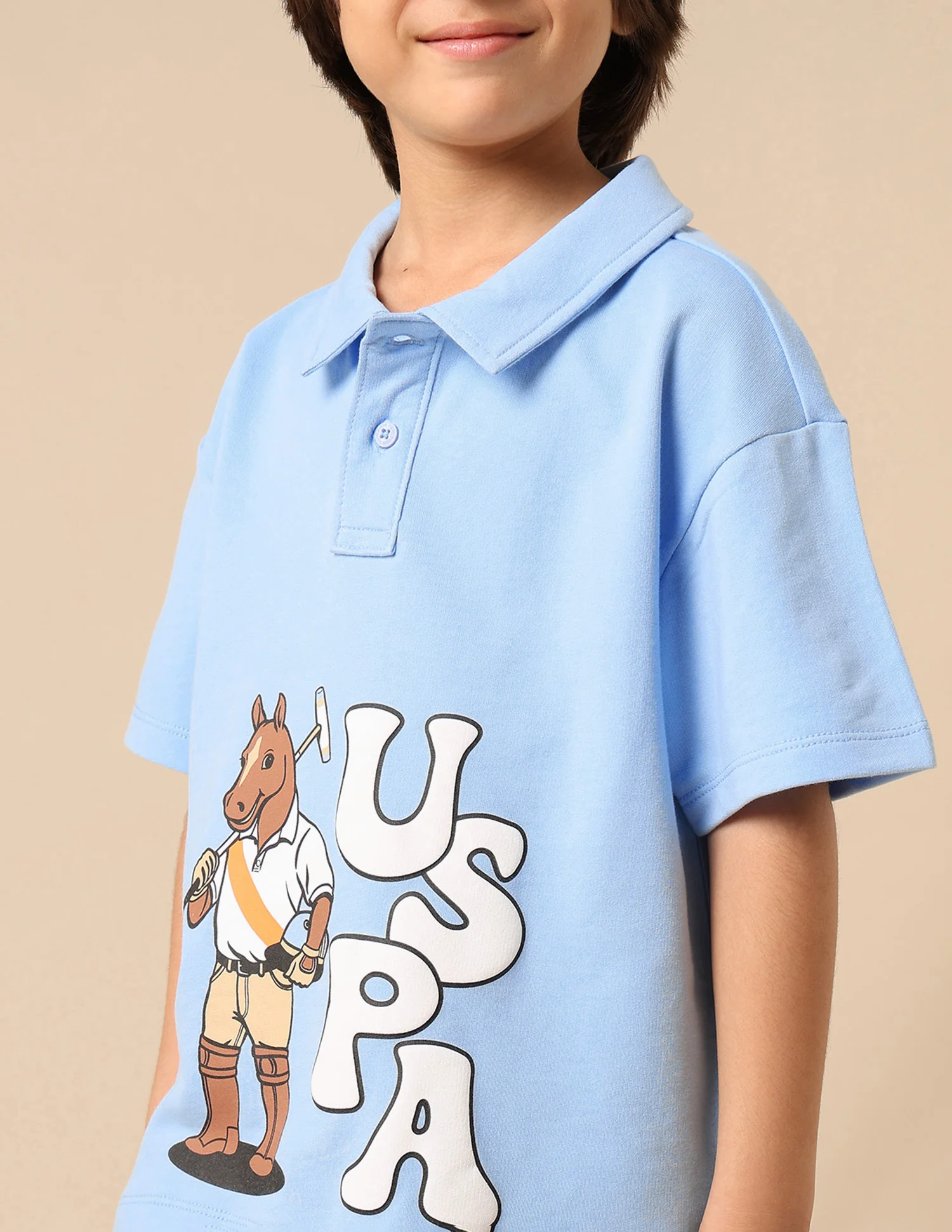 Boys Graphic Printed Boxy Fit Polo Shirt - Image 6