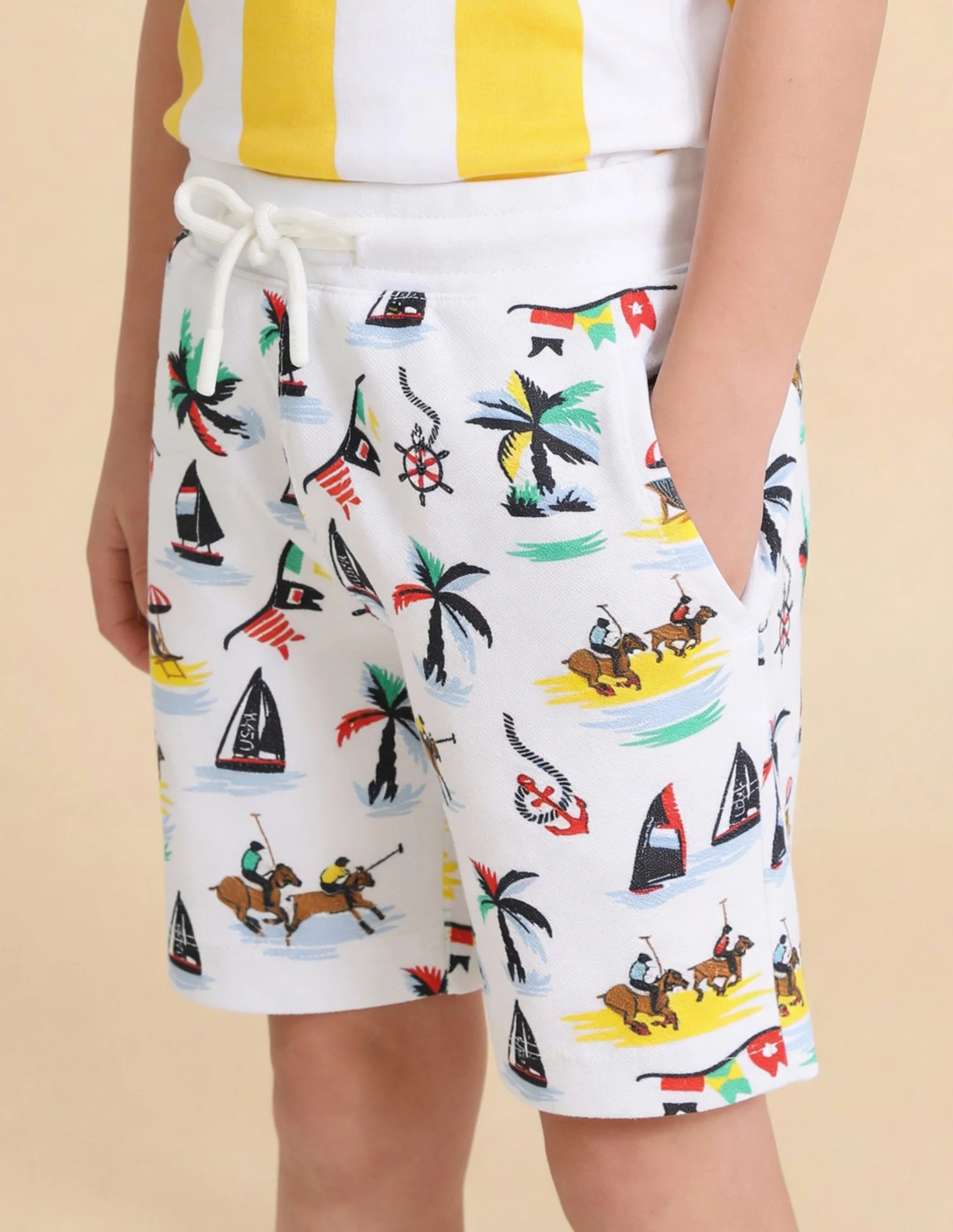 Boys Graphic Printed Knitted Shorts - Image 5