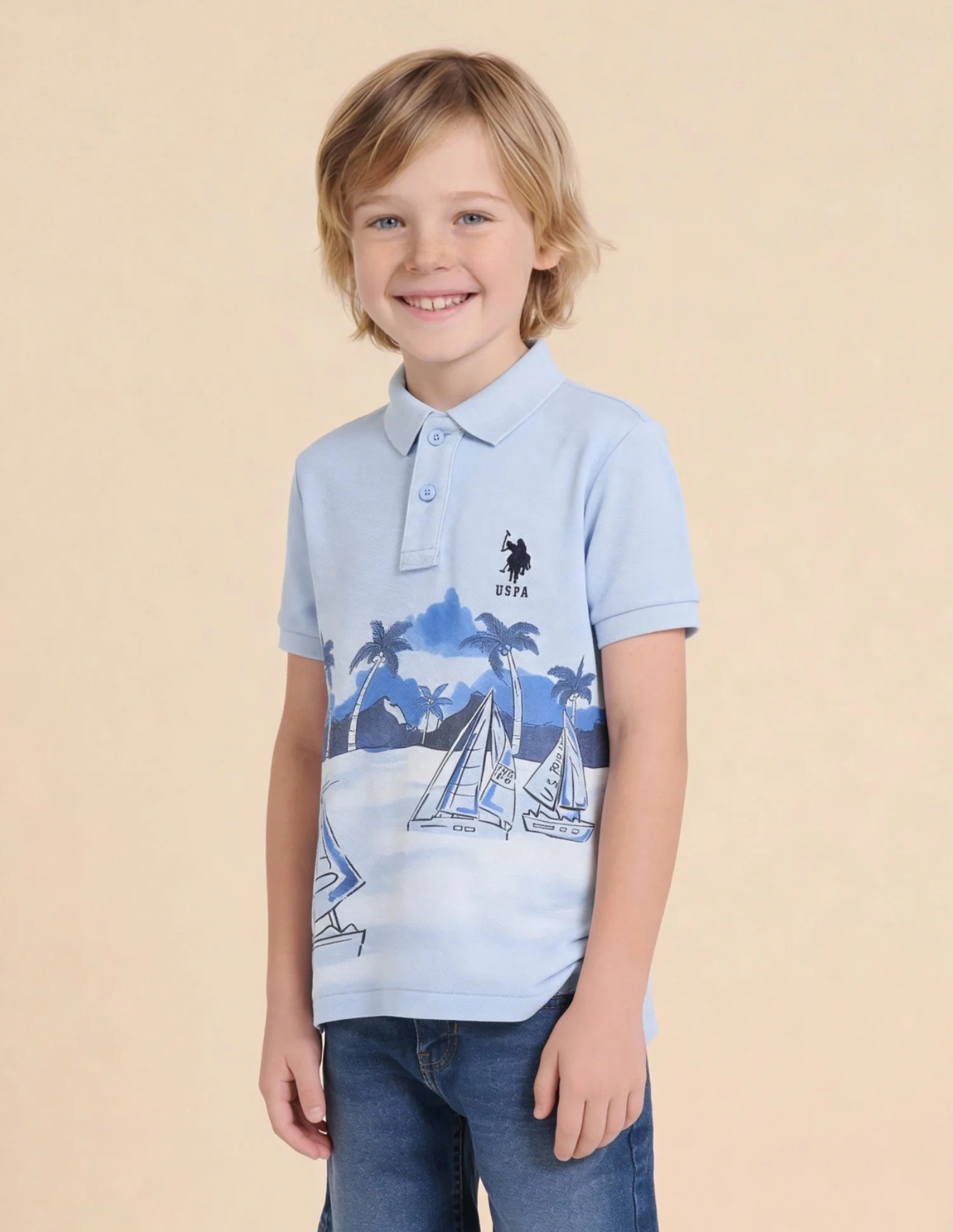 Boys Graphic Printed Polo Shirt - Image 4