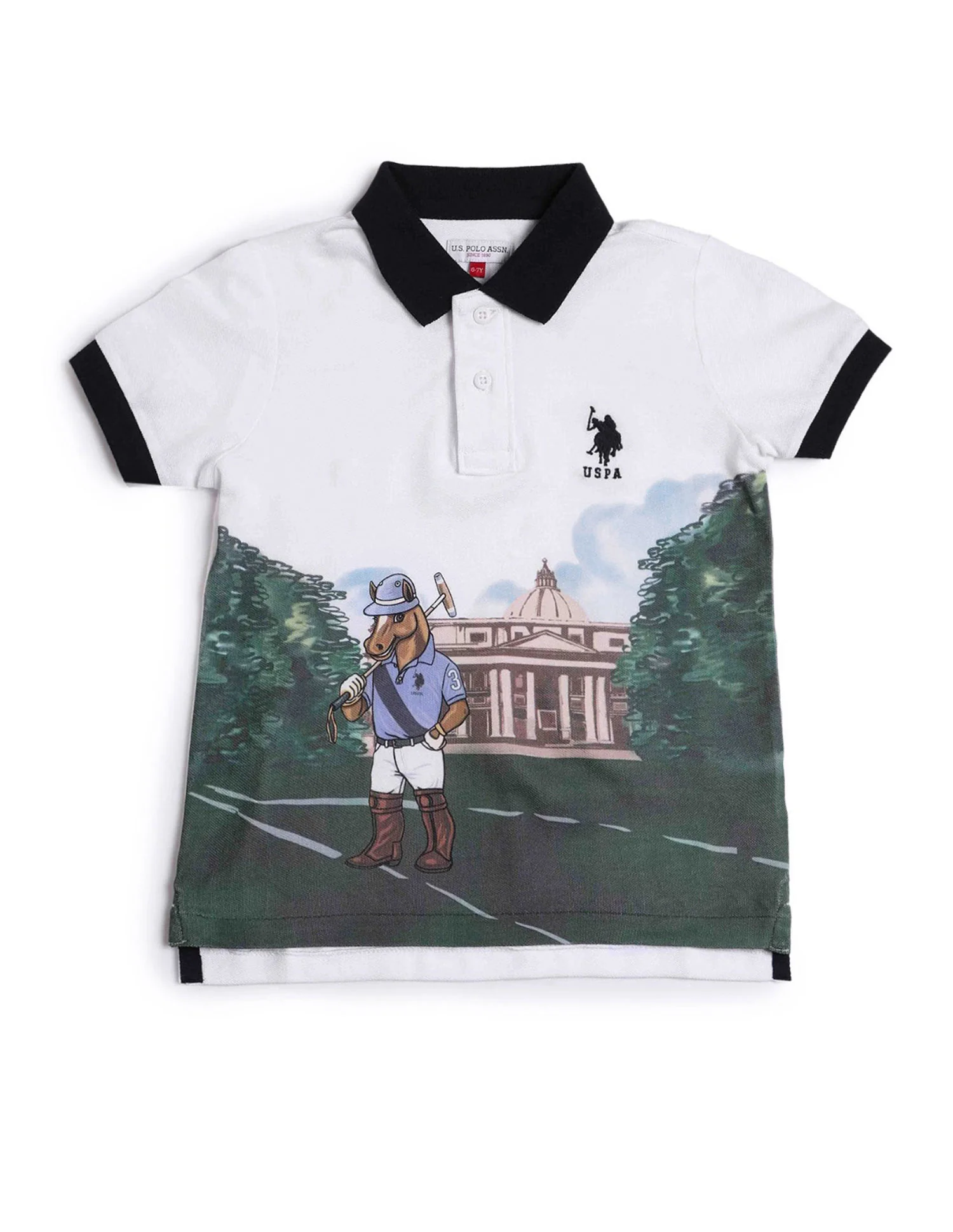 Boys Graphic Printed Regular Fit Polo Shirt - Image 5