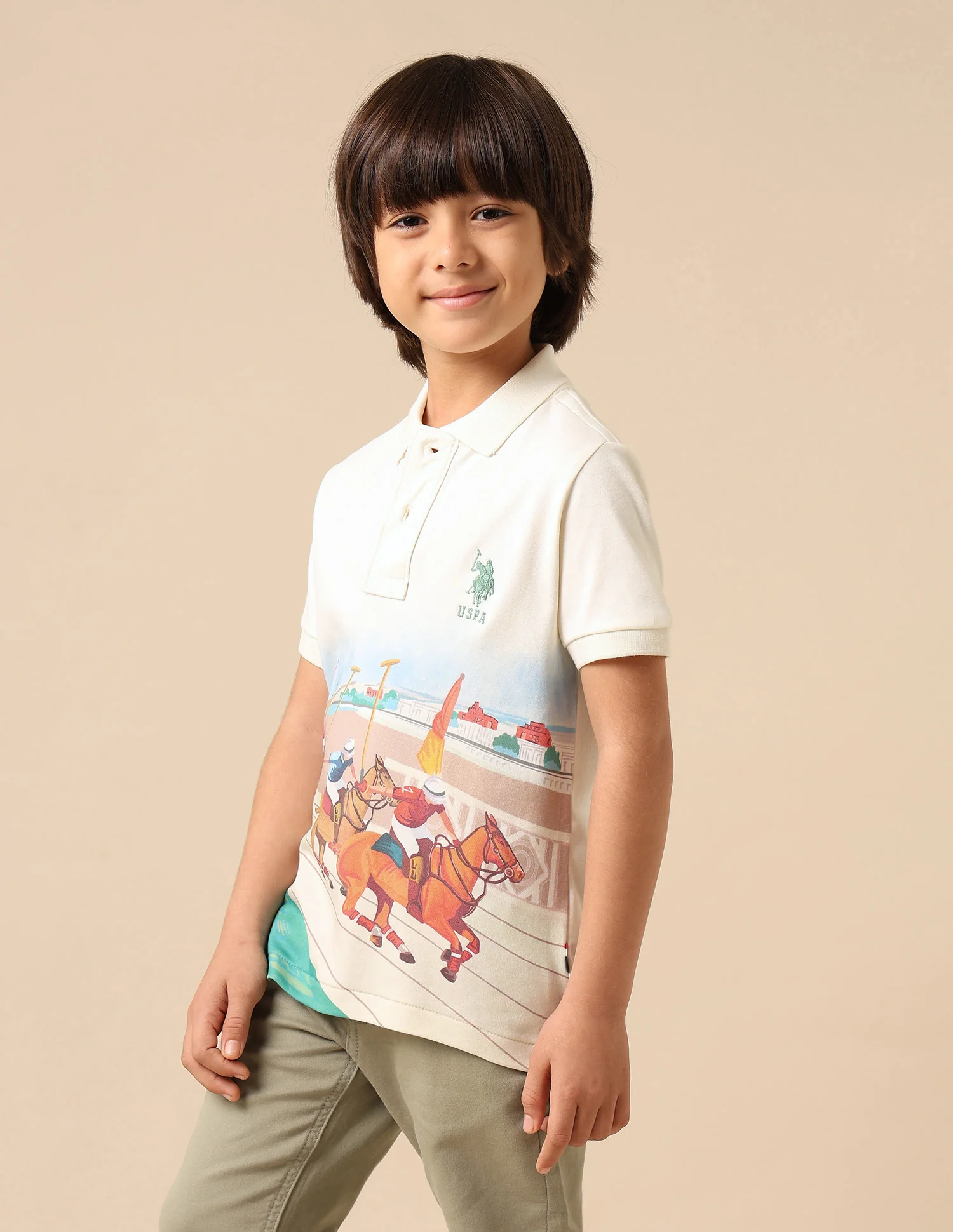 Boys Graphic Printed Regular Fit Polo Shirt - Image 4
