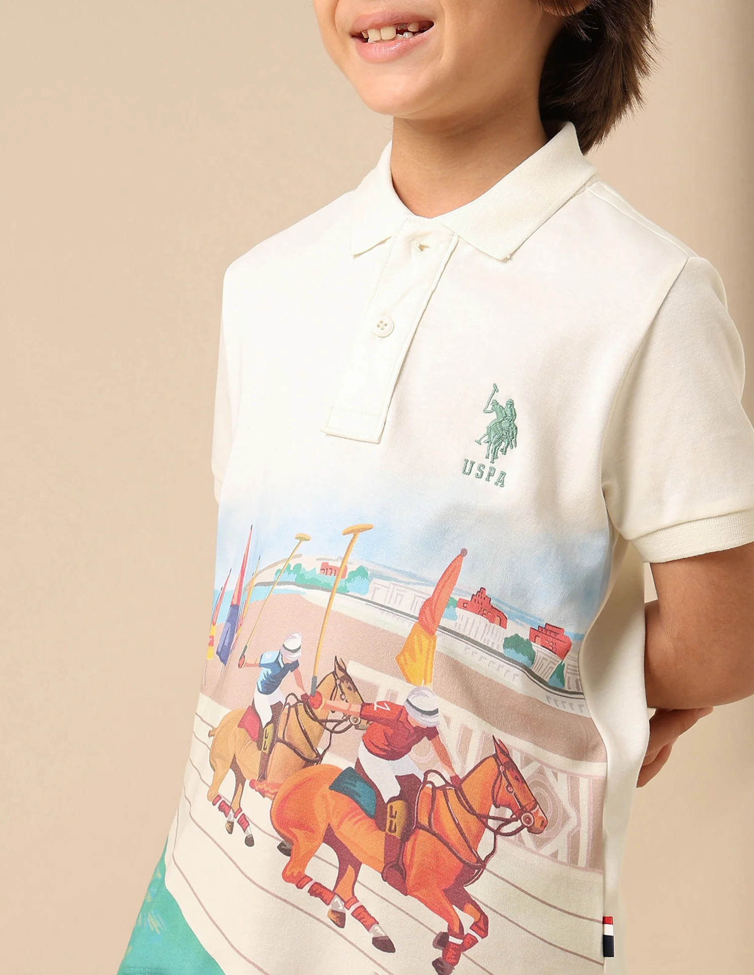 Boys Graphic Printed Regular Fit Polo Shirt - Image 6