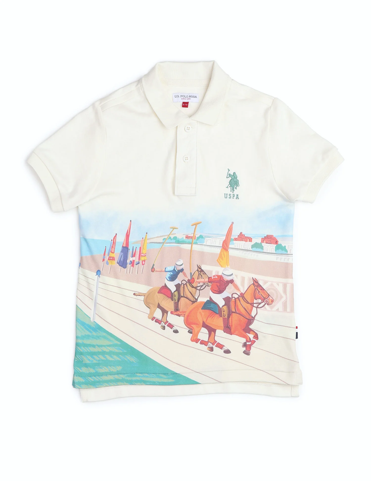 Boys Graphic Printed Regular Fit Polo Shirt - Image 7