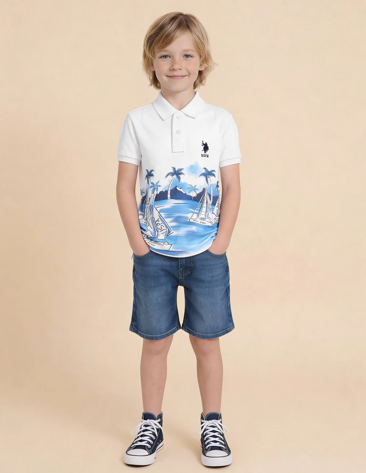 Boys Graphic Printed Regular Fit Polo Shirt - Image 3