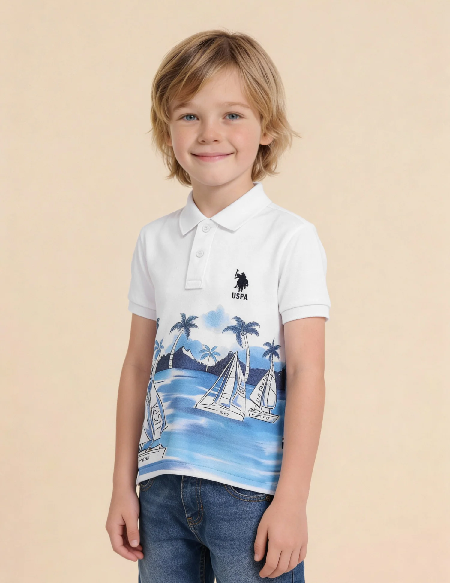 Boys Graphic Printed Regular Fit Polo Shirt - Image 4