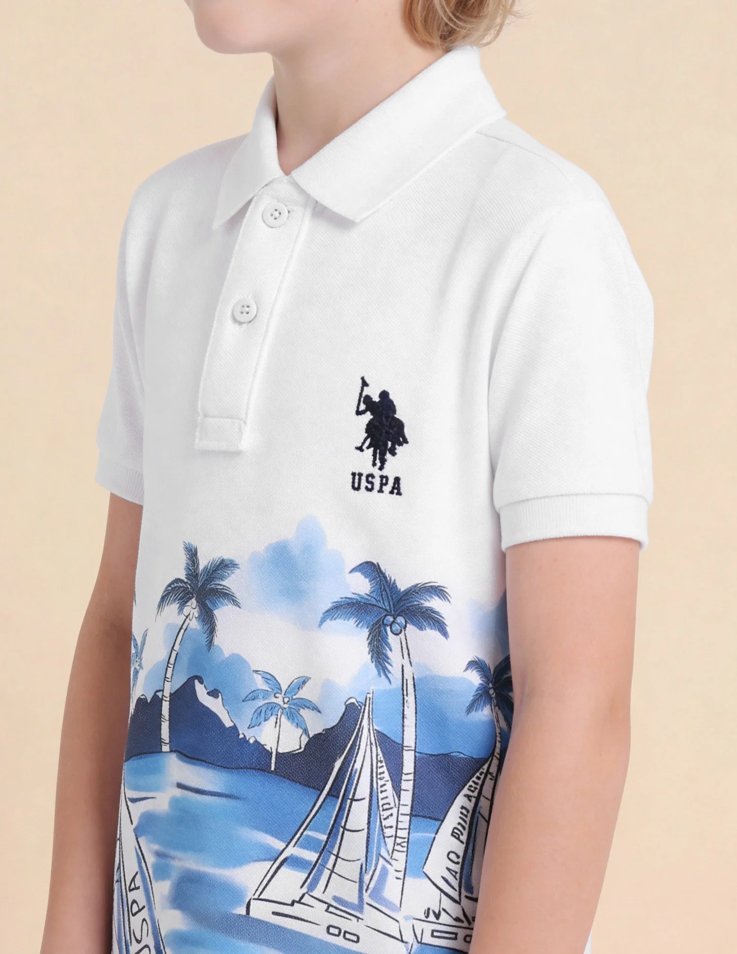 Boys Graphic Printed Regular Fit Polo Shirt - Image 6