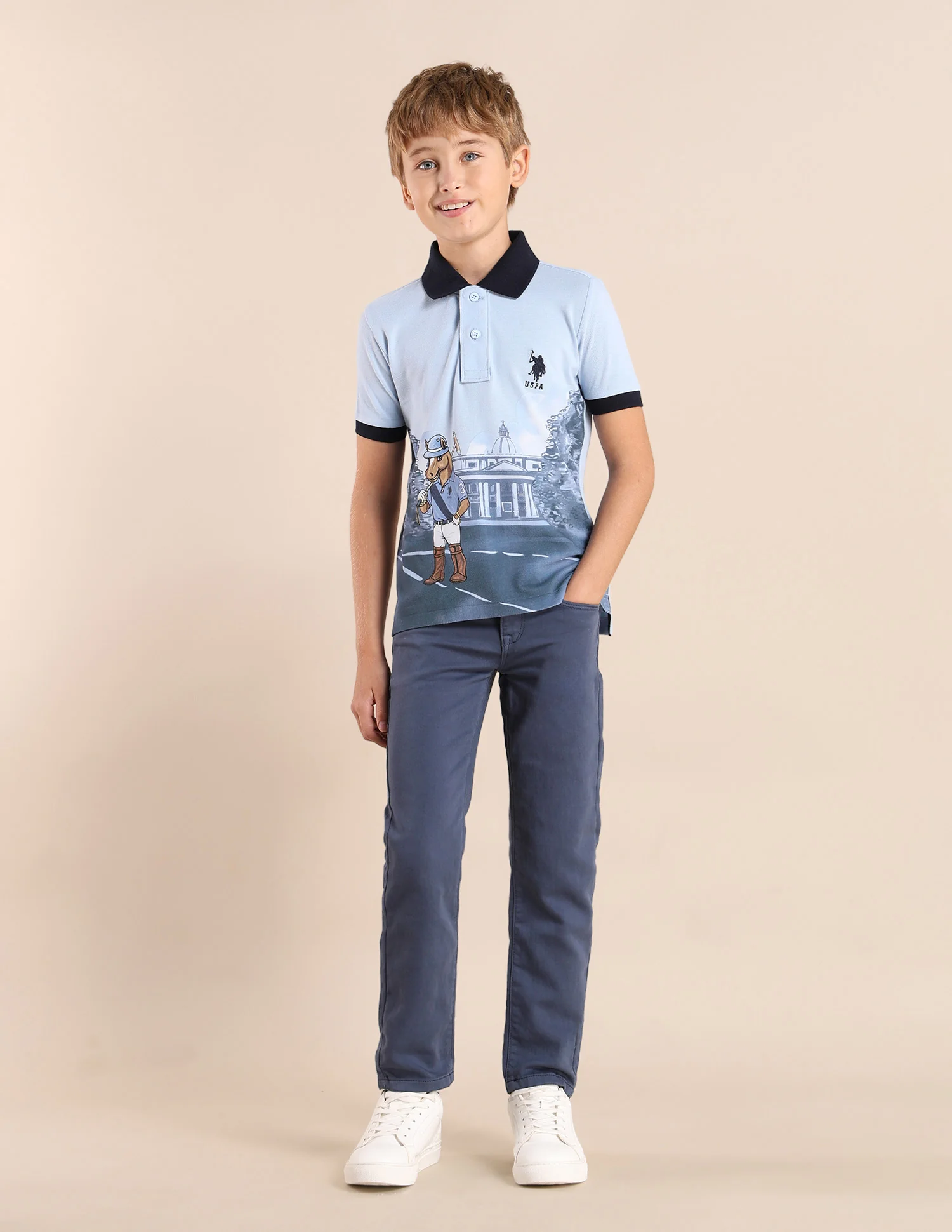 Boys Graphic Printed Regular Fit Polo Shirt - Image 3