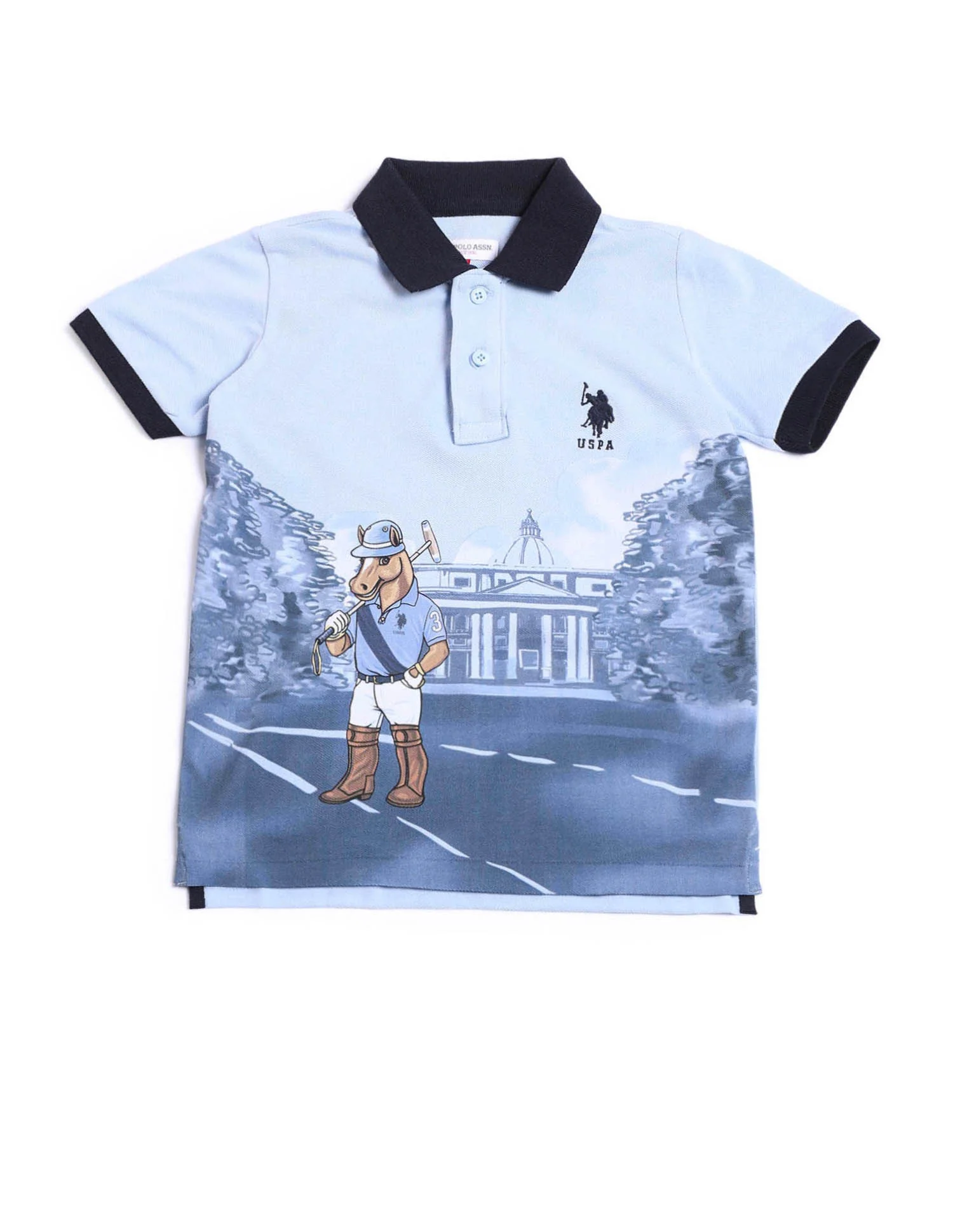 Boys Graphic Printed Regular Fit Polo Shirt - Image 5