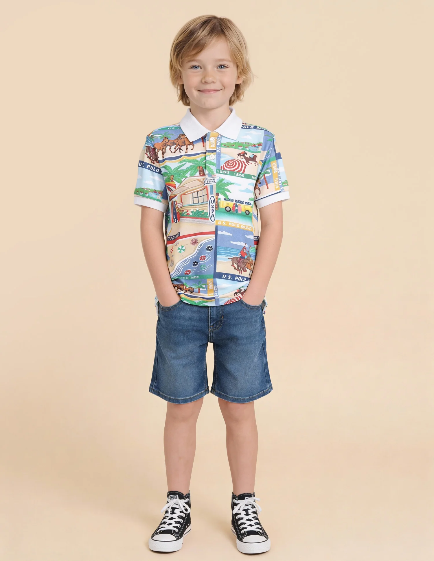 Boys Graphic Printed Regular Fit Polo Shirt - Image 3