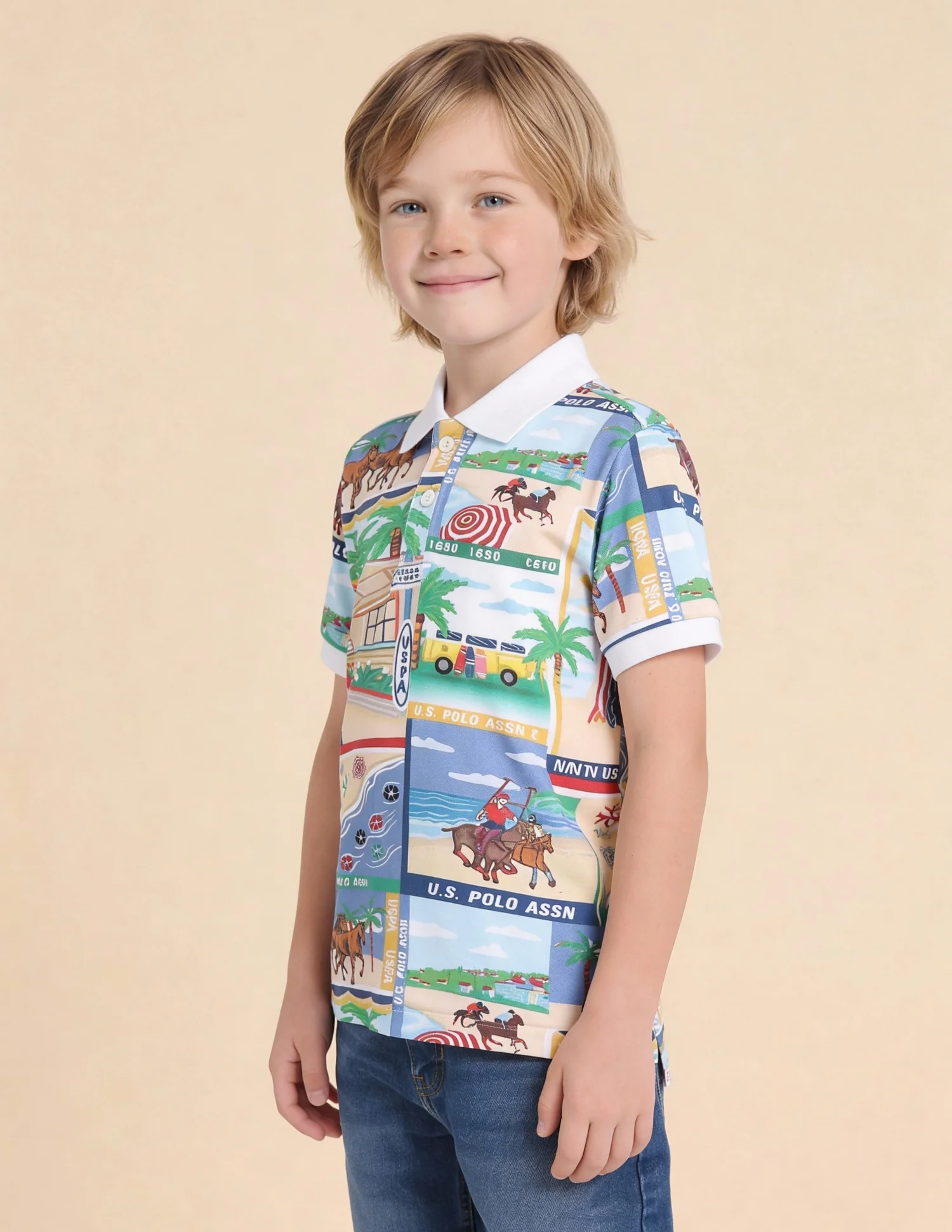 Boys Graphic Printed Regular Fit Polo Shirt - Image 4