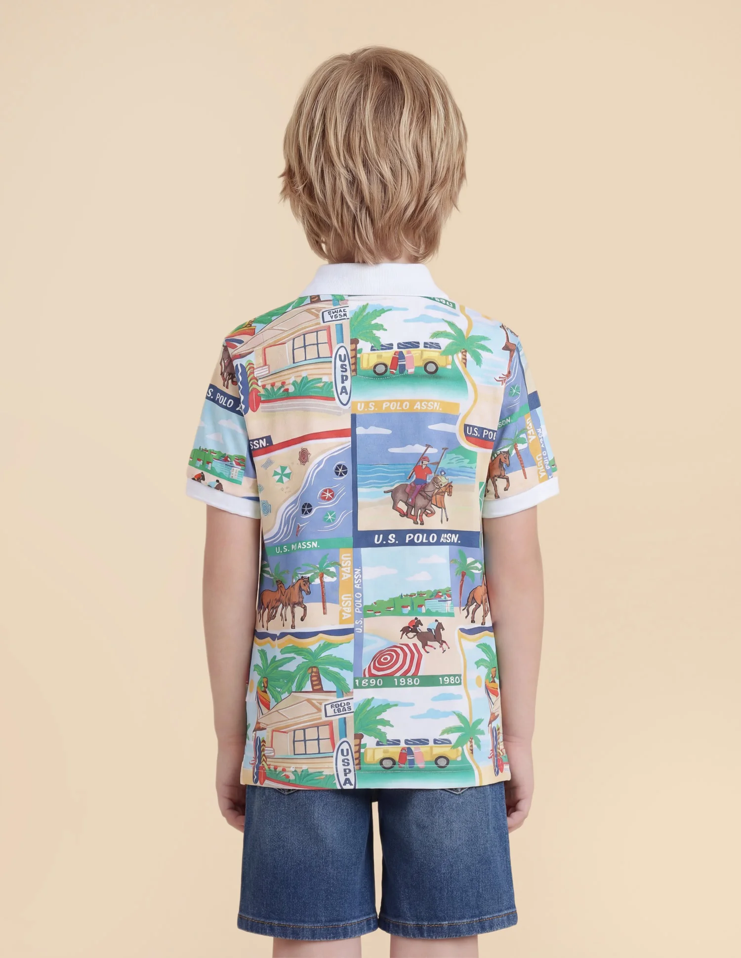 Boys Graphic Printed Regular Fit Polo Shirt - Image 5