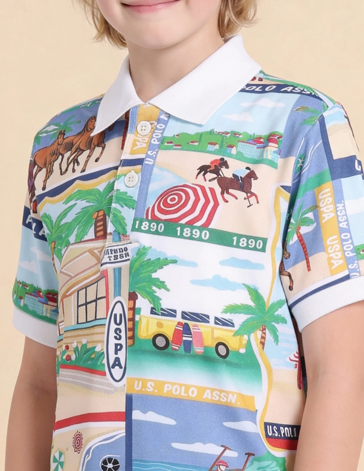 Boys Graphic Printed Regular Fit Polo Shirt - Image 6