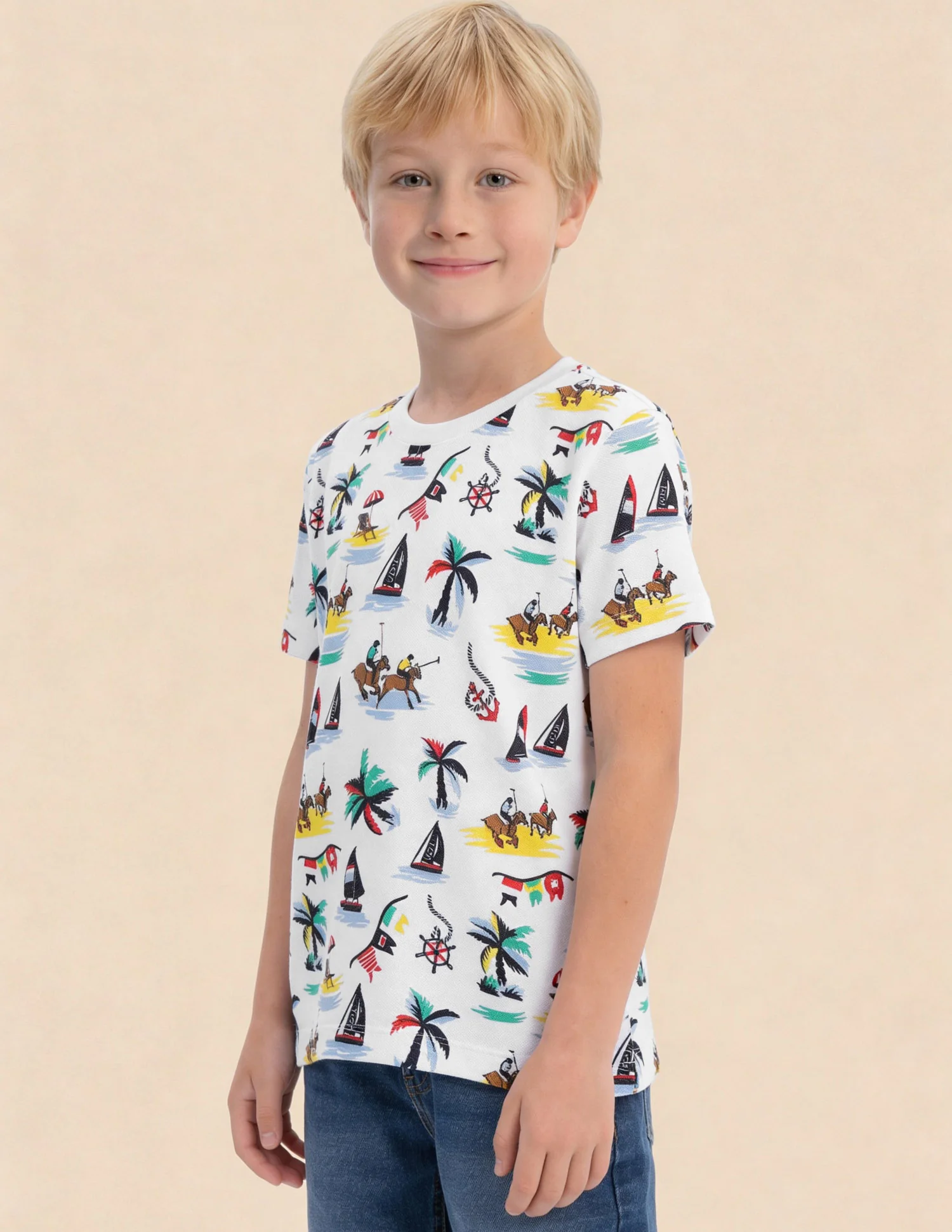 Boys Graphic Printed Regular Fit T-Shirt - Image 4
