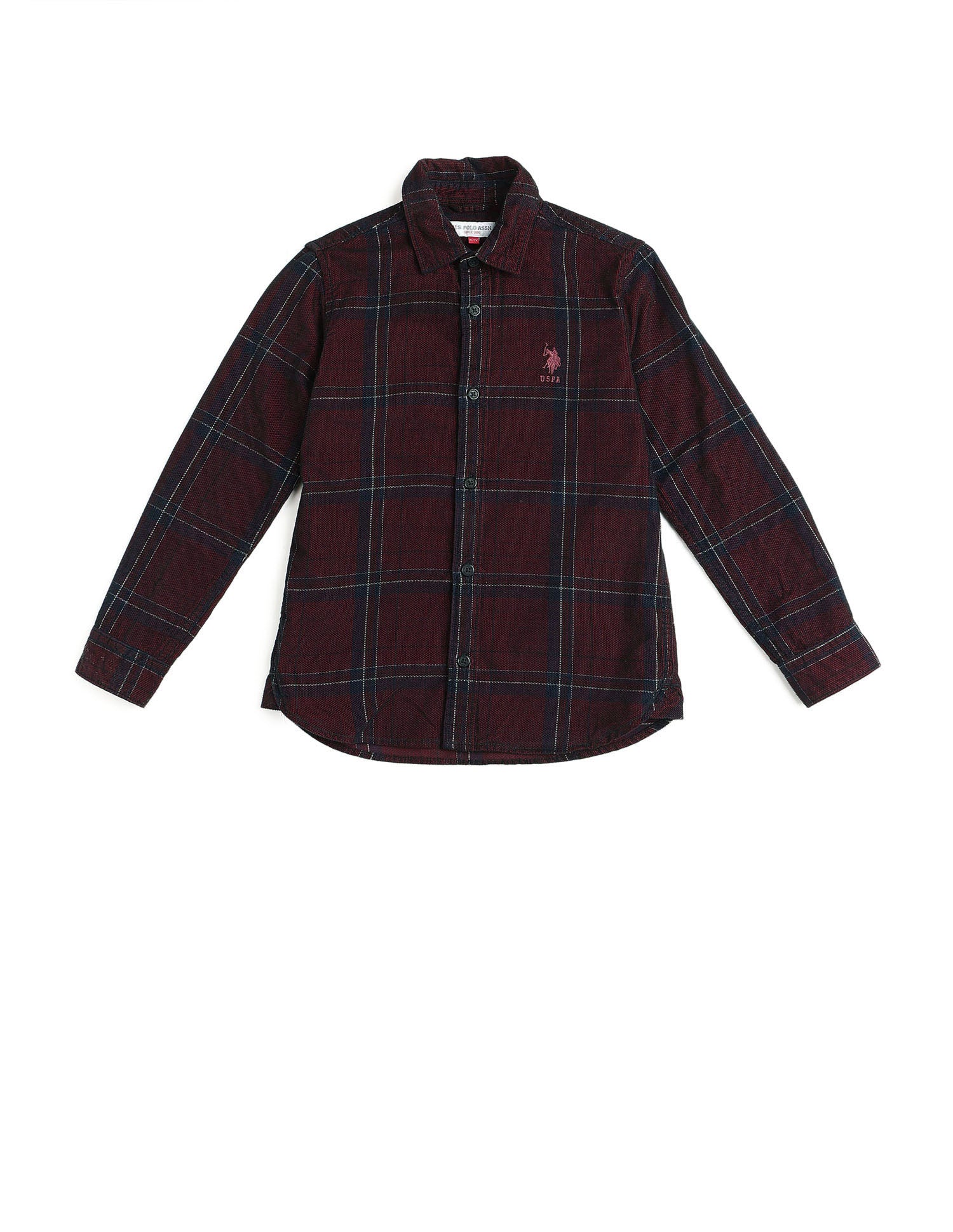 Boys Grid Tattersall Checked Corduroy Shirt - Image 7