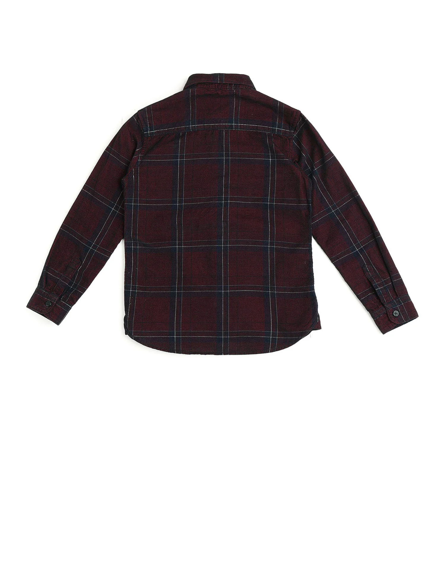 Boys Grid Tattersall Checked Corduroy Shirt - Image 8