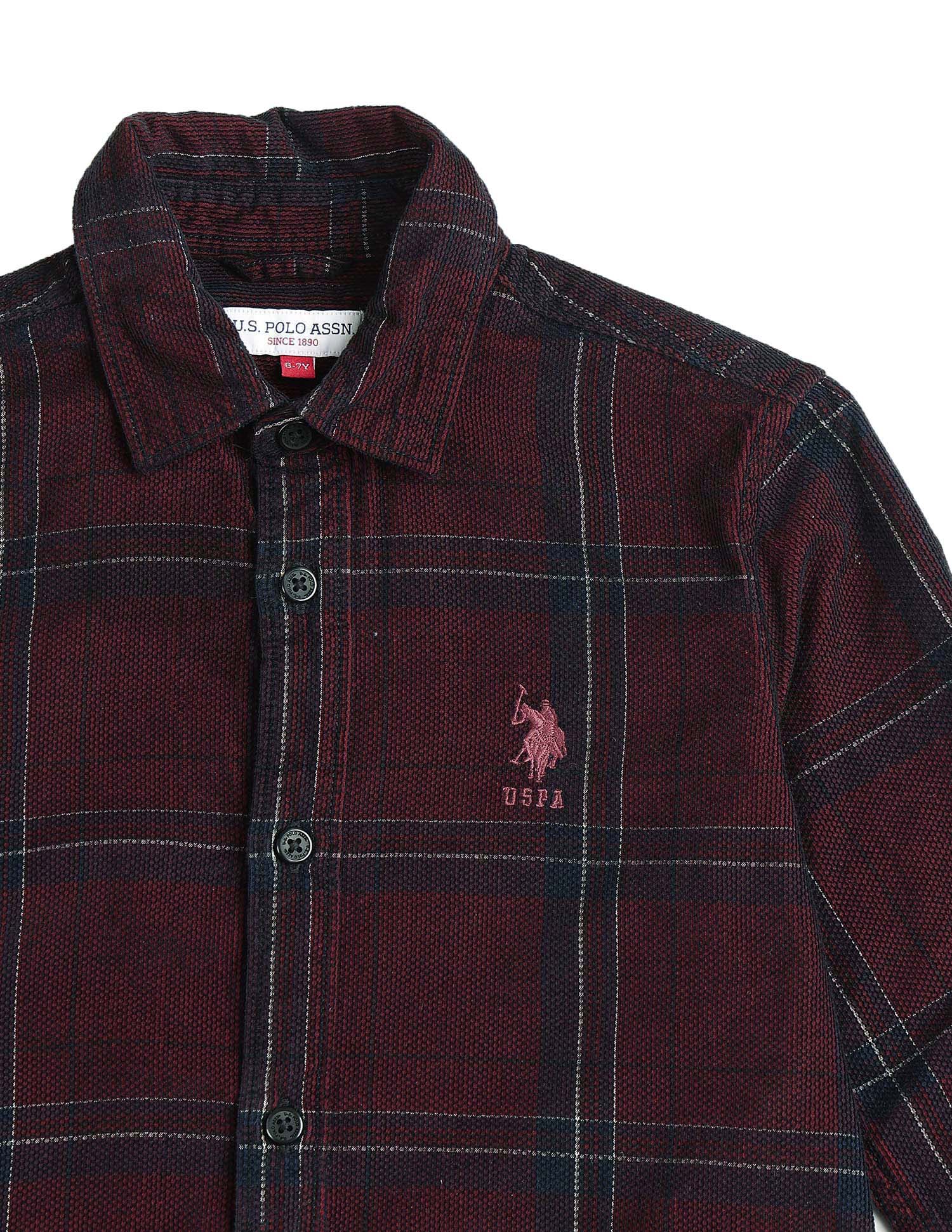 Boys Grid Tattersall Checked Corduroy Shirt - Image 9