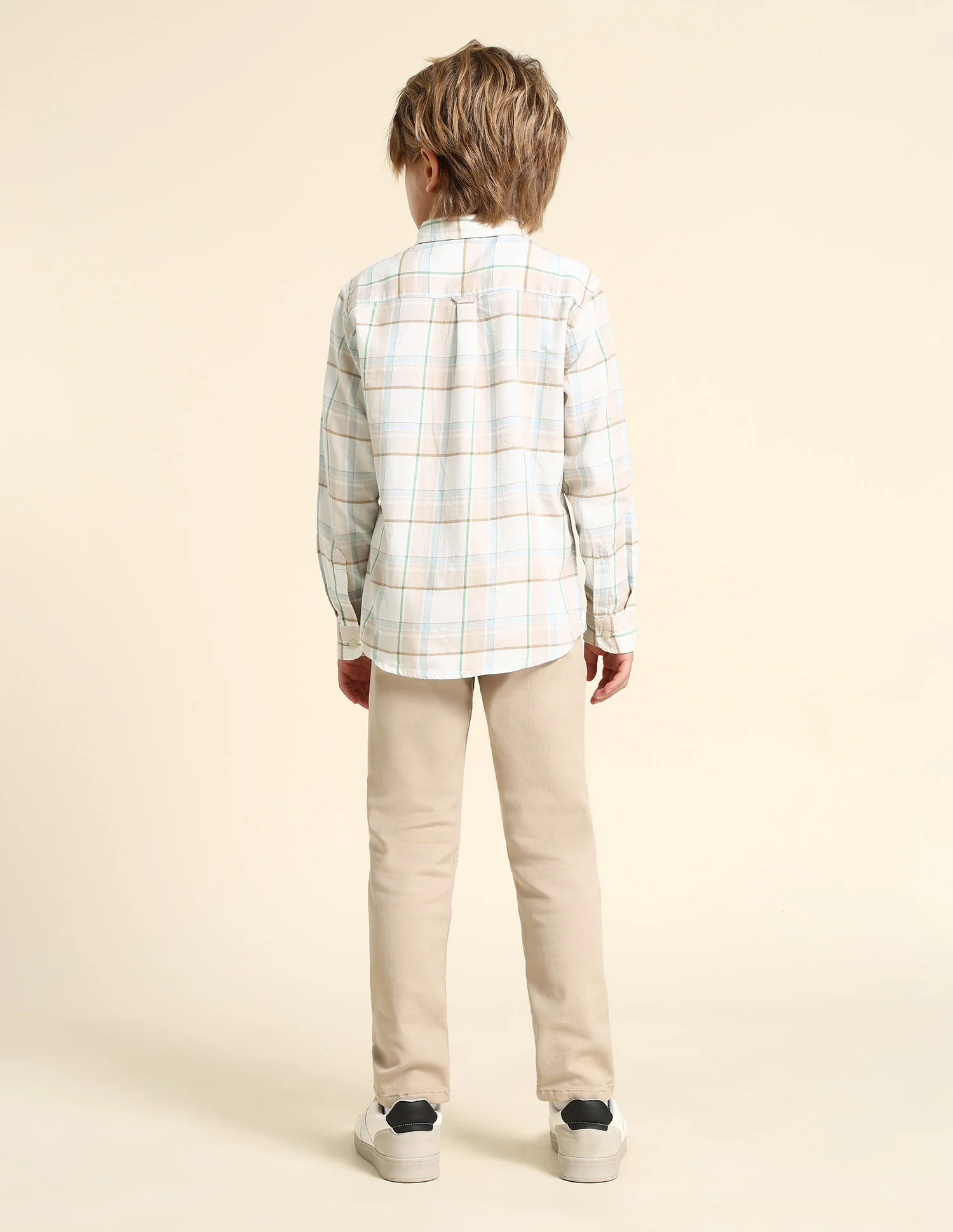Boys Grid Tattersall Checked Regular Fit Shirt - Image 4