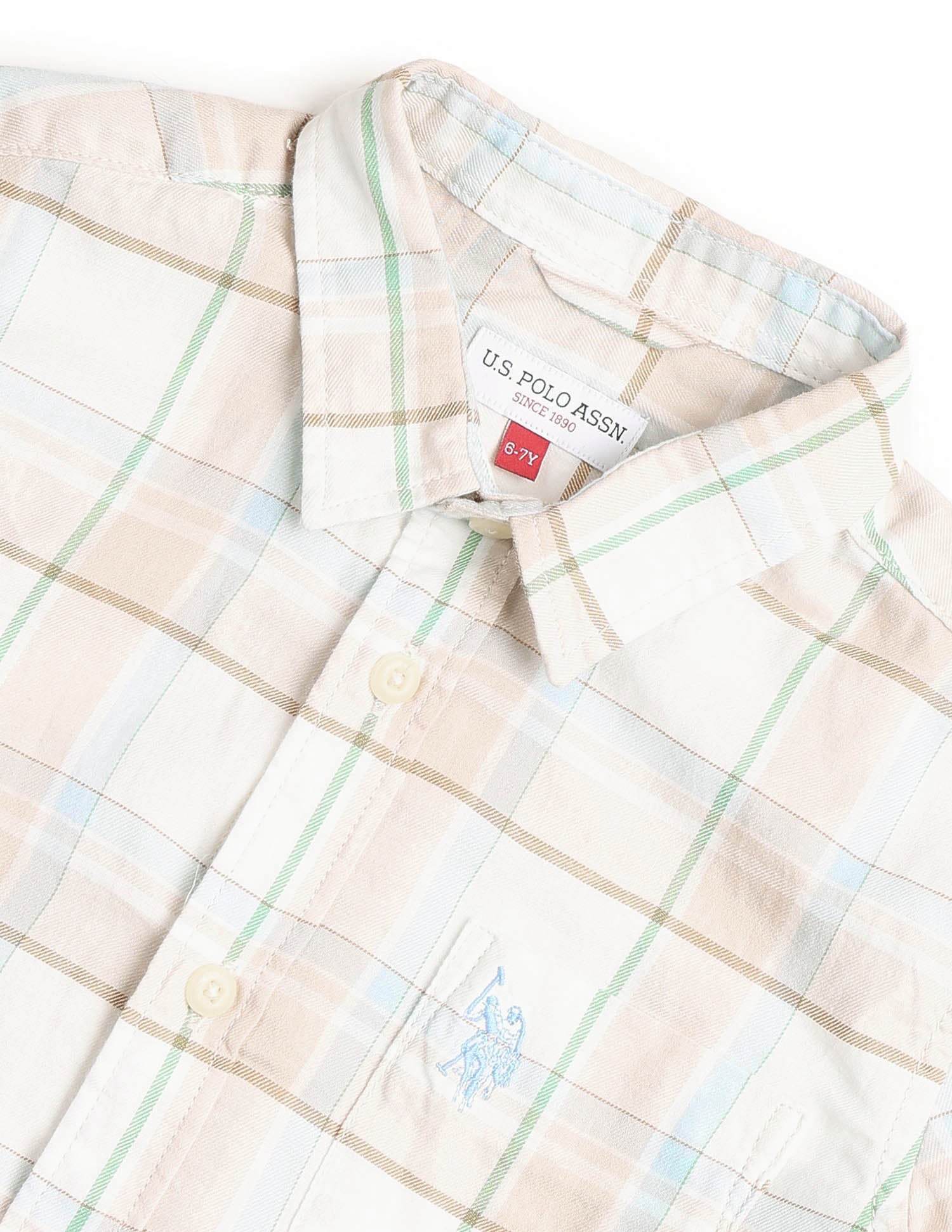 Boys Grid Tattersall Checked Regular Fit Shirt - Image 8