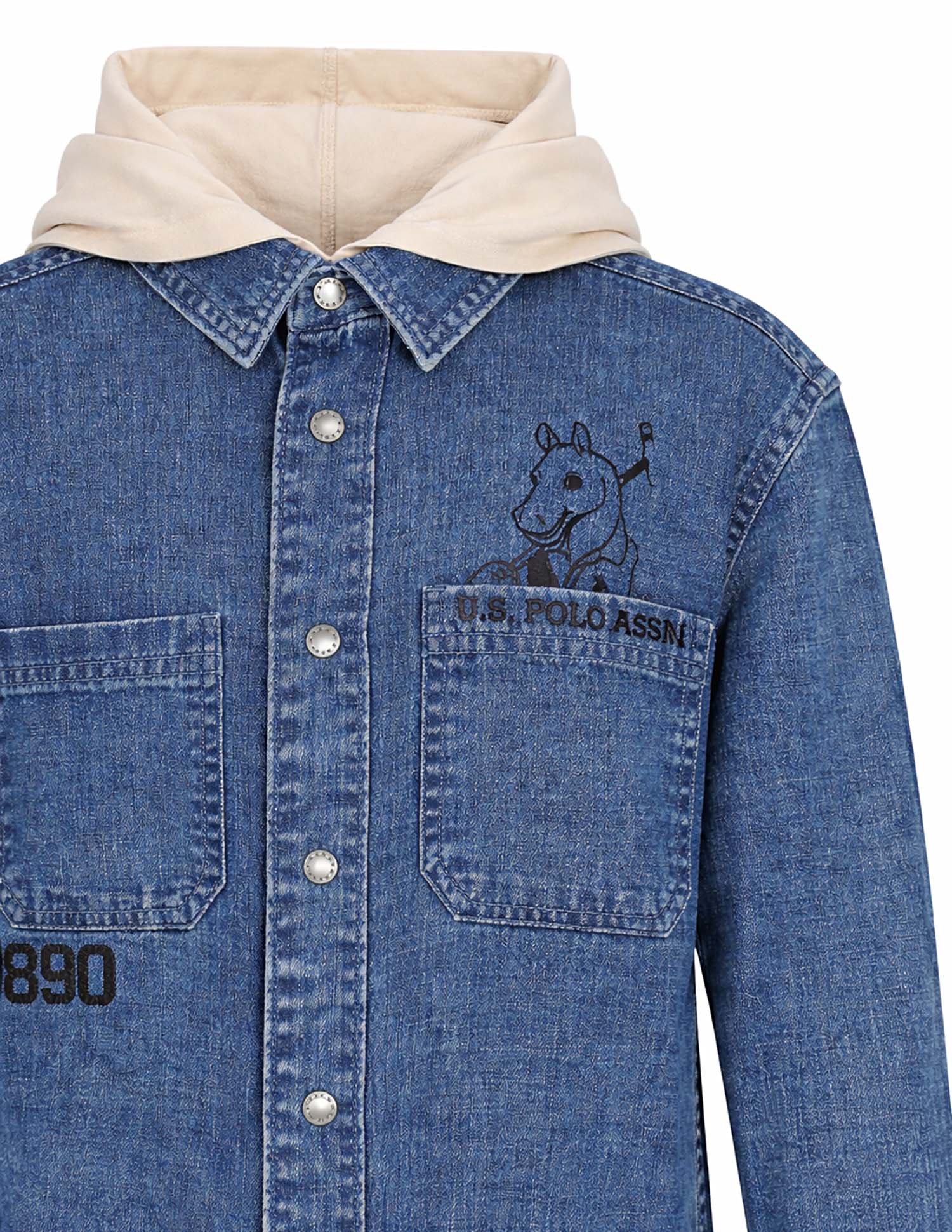 Boys Hooded Graphic Printed Shirt - Image 2