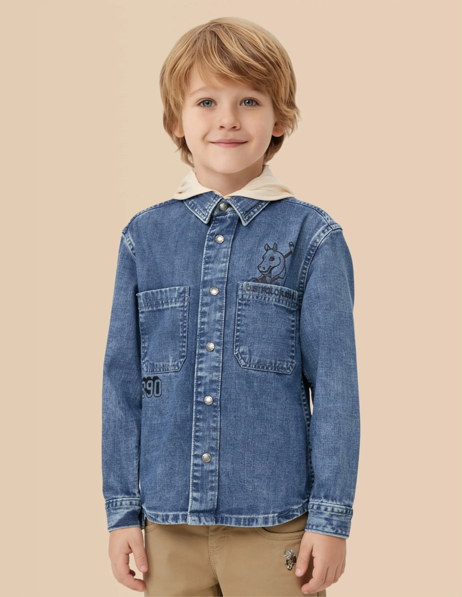 Boys Hooded Graphic Printed Shirt - Image 4
