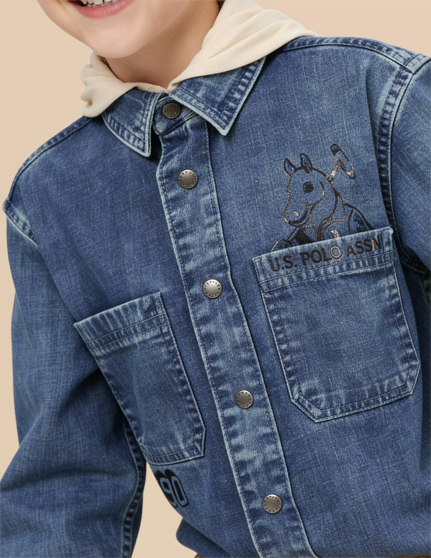 Boys Hooded Graphic Printed Shirt - Image 6