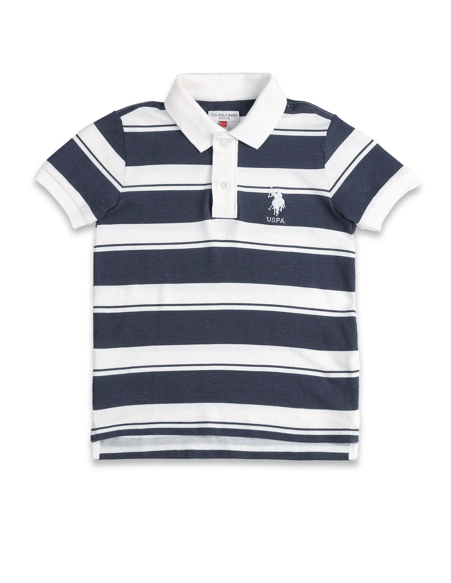 Boys Horizontal Striped Pure Cotton Polo Shirt - Image 7