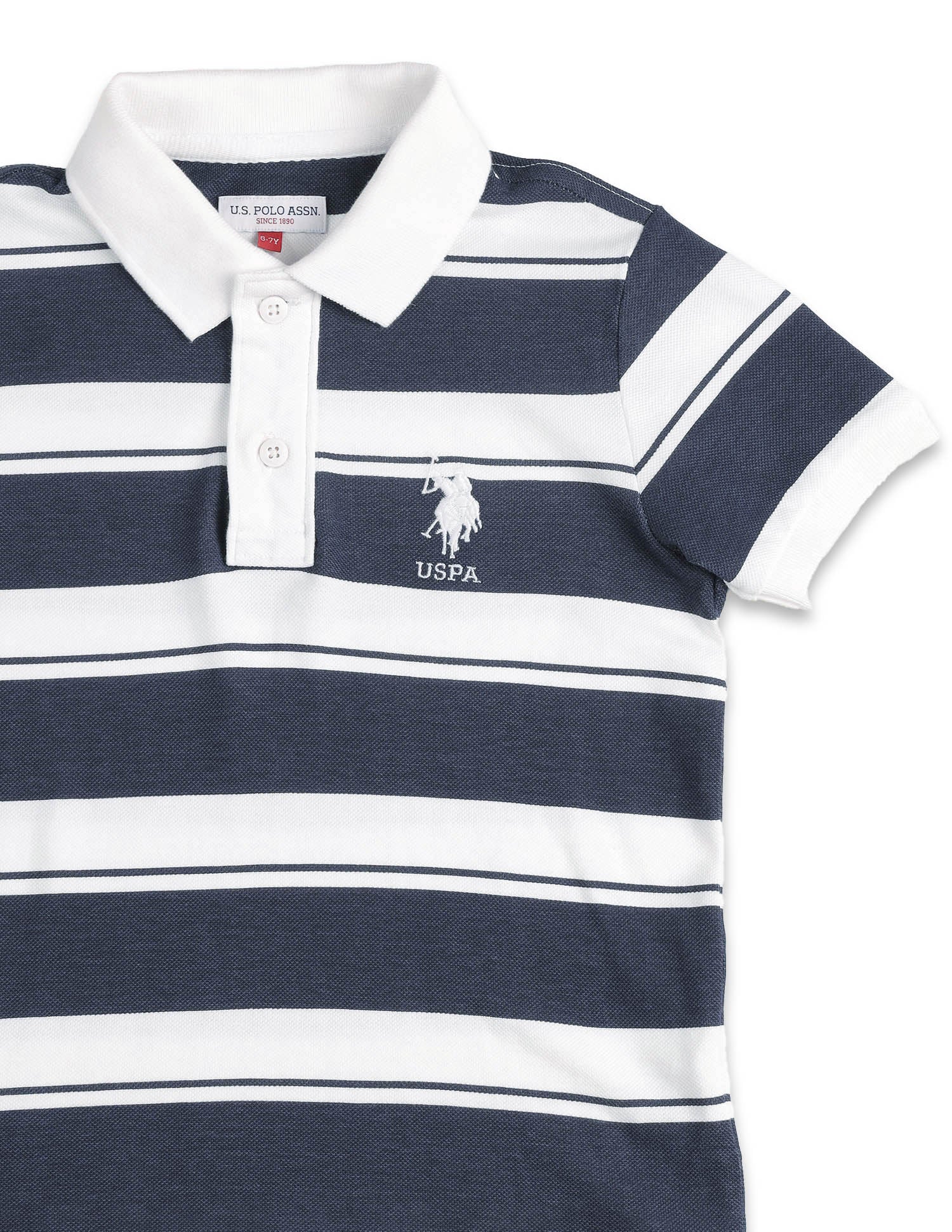 Boys Horizontal Striped Pure Cotton Polo Shirt - Image 9