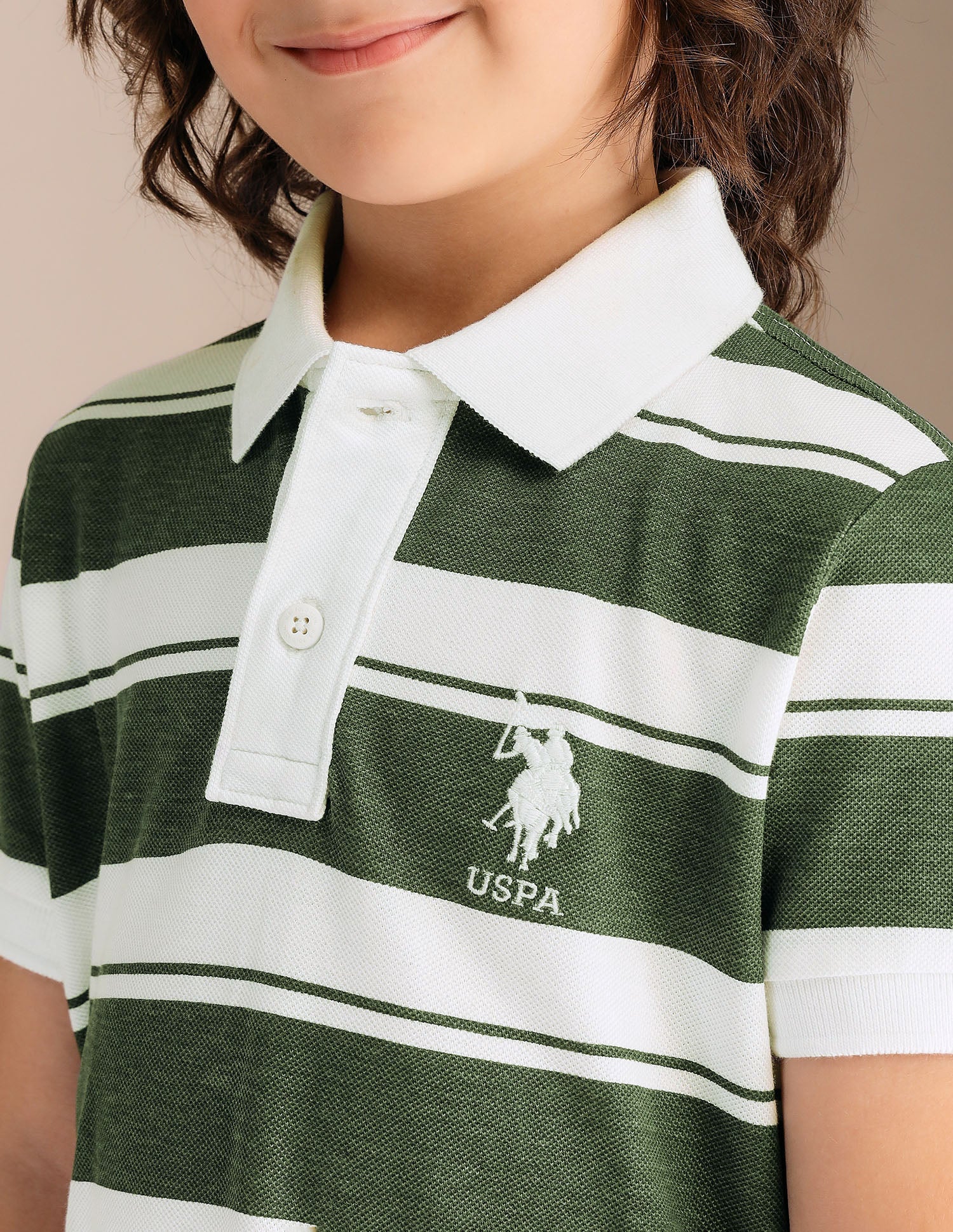 Boys Horizontal Striped Pure Cotton Polo Shirt - Image 6