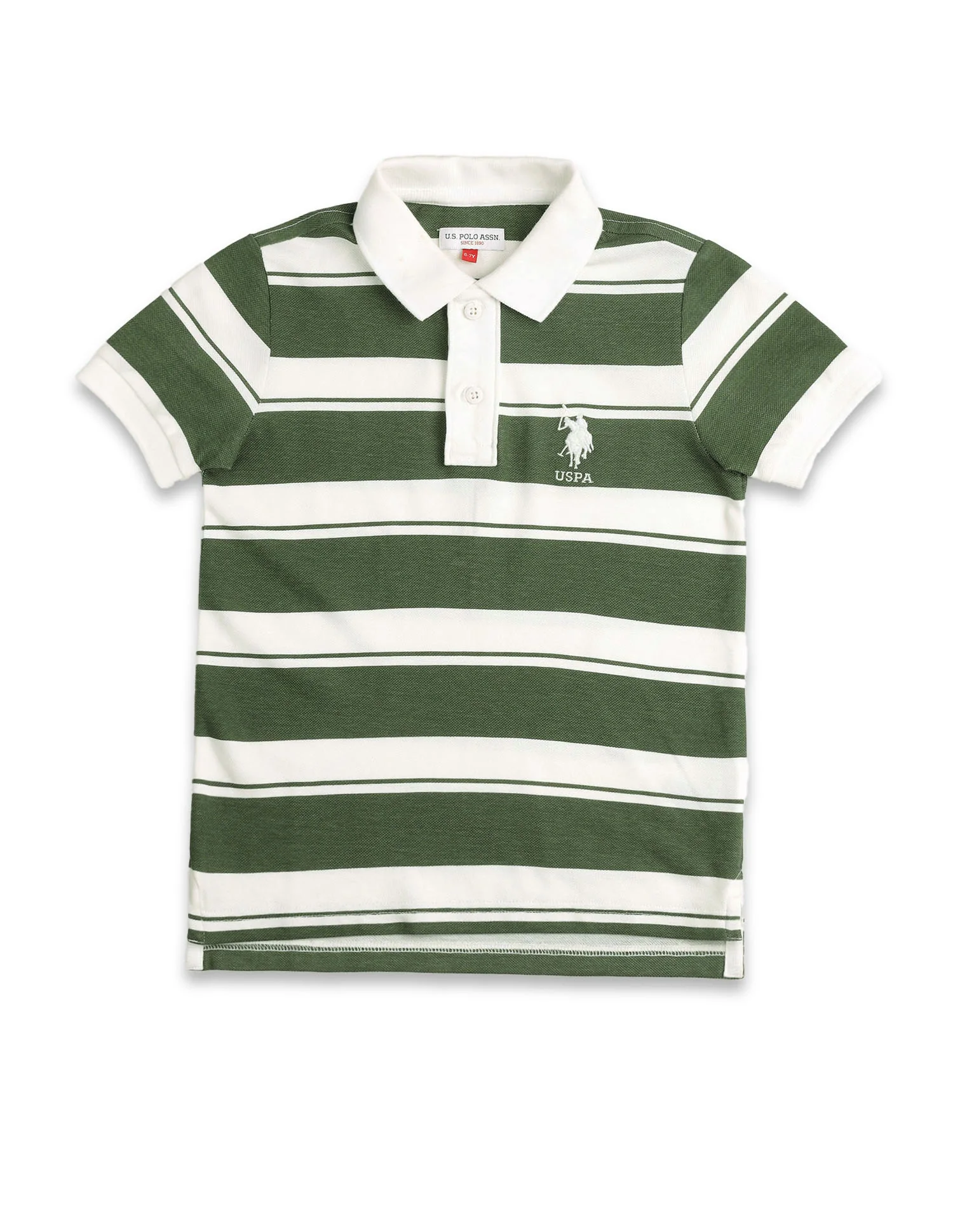 Boys Horizontal Striped Pure Cotton Polo Shirt - Image 7