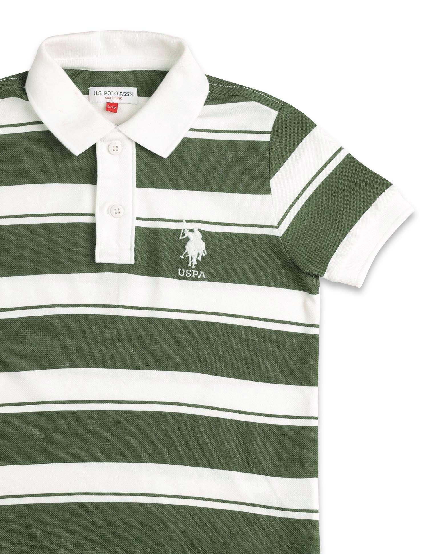 Boys Horizontal Striped Pure Cotton Polo Shirt - Image 9