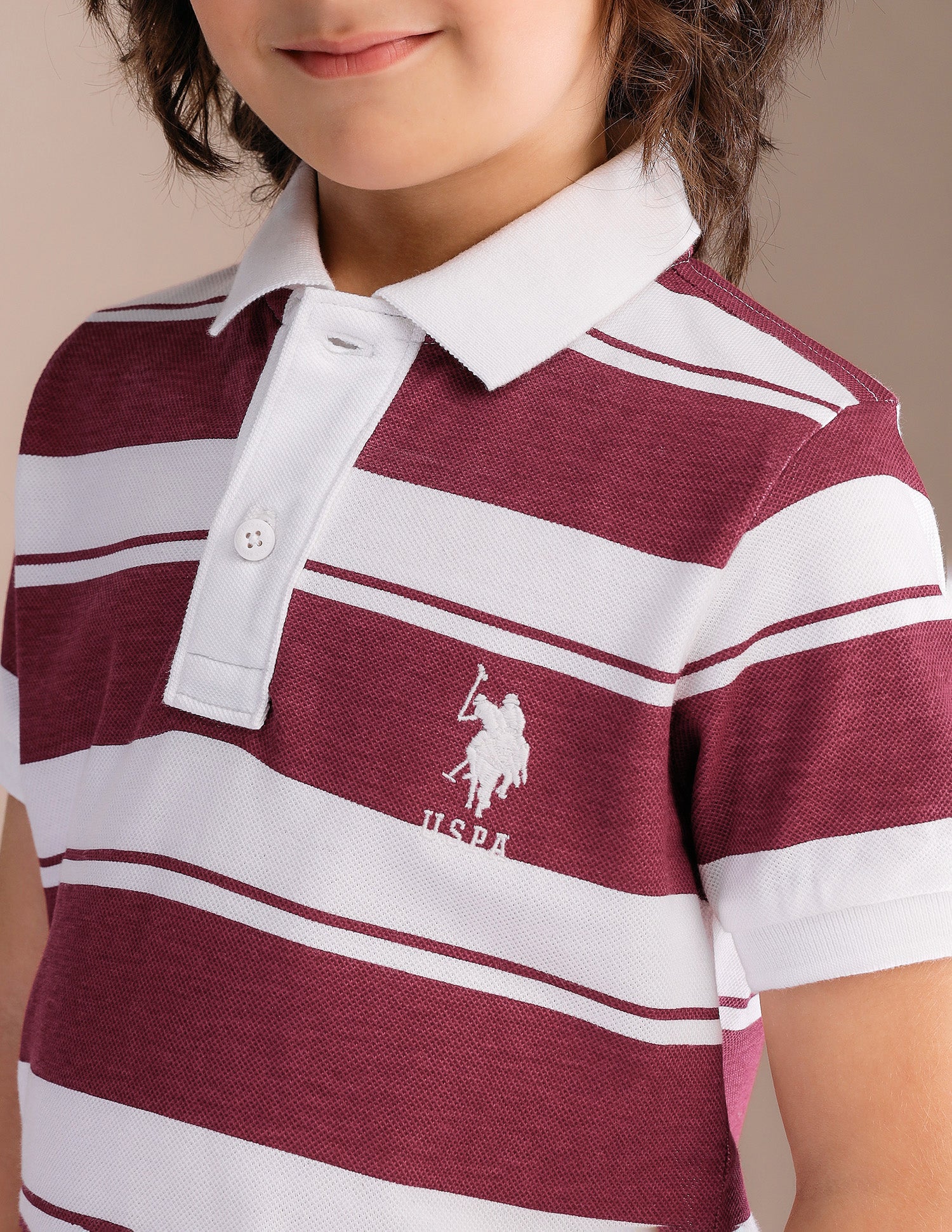 Boys Horizontal Striped Pure Cotton Polo Shirt - Image 6