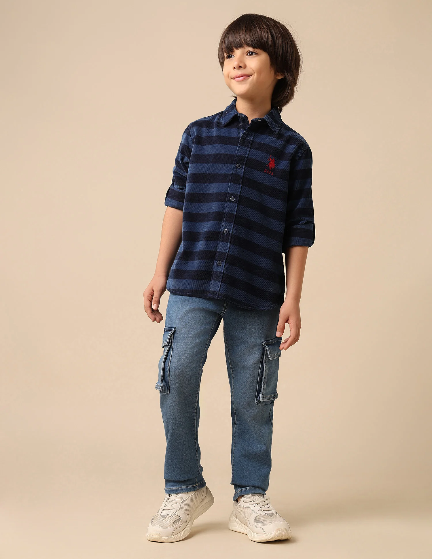 Boys Horizontal Striped Pure Cotton Shirt - Image 3