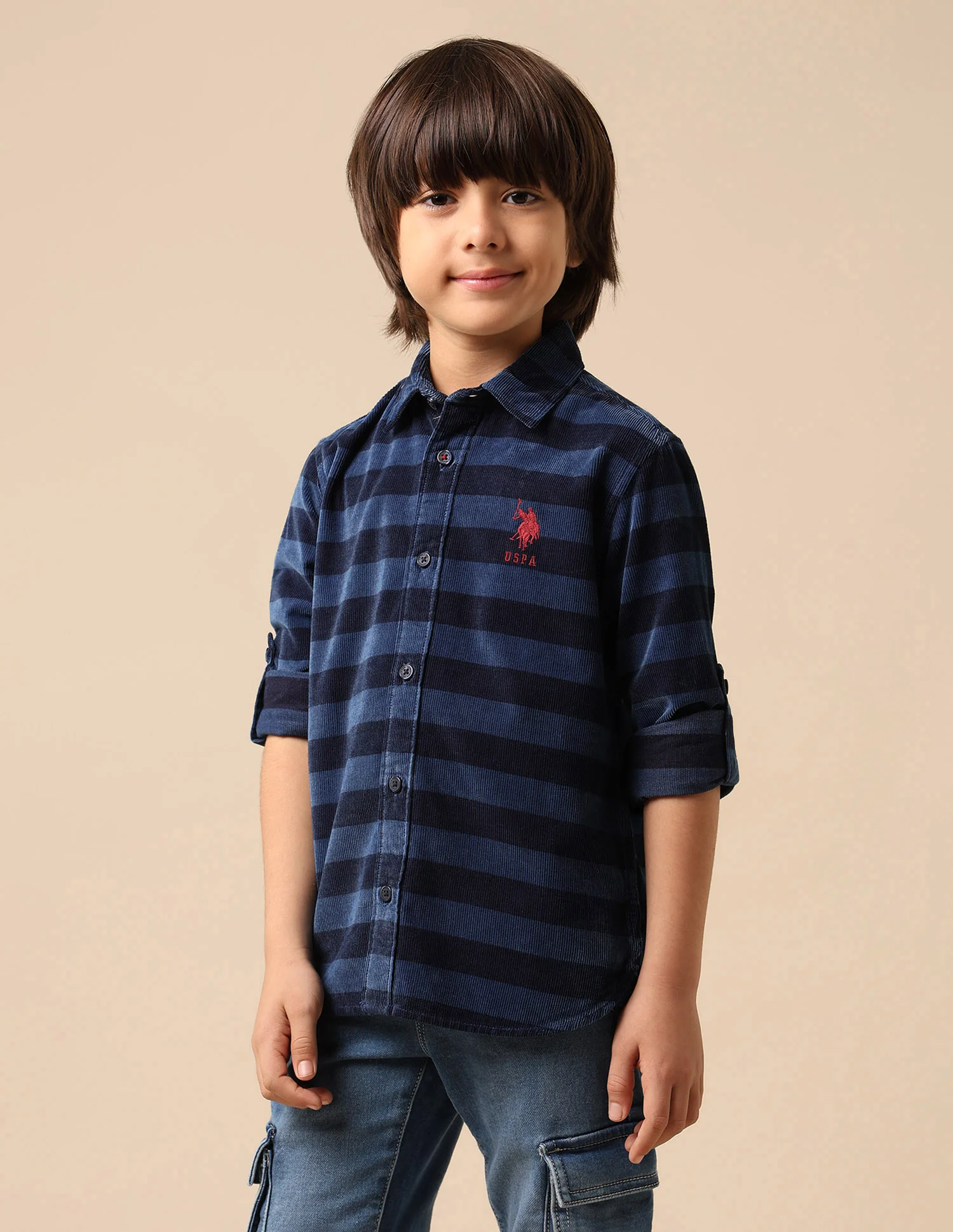 Boys Horizontal Striped Pure Cotton Shirt - Image 4