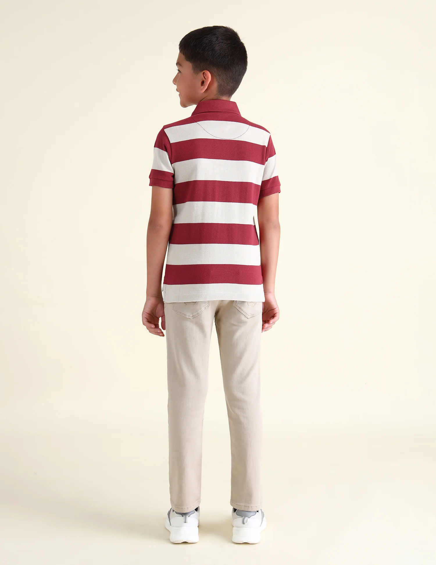 Boys Horizontal Striped Regular Fit Polo Shirts - Image 5
