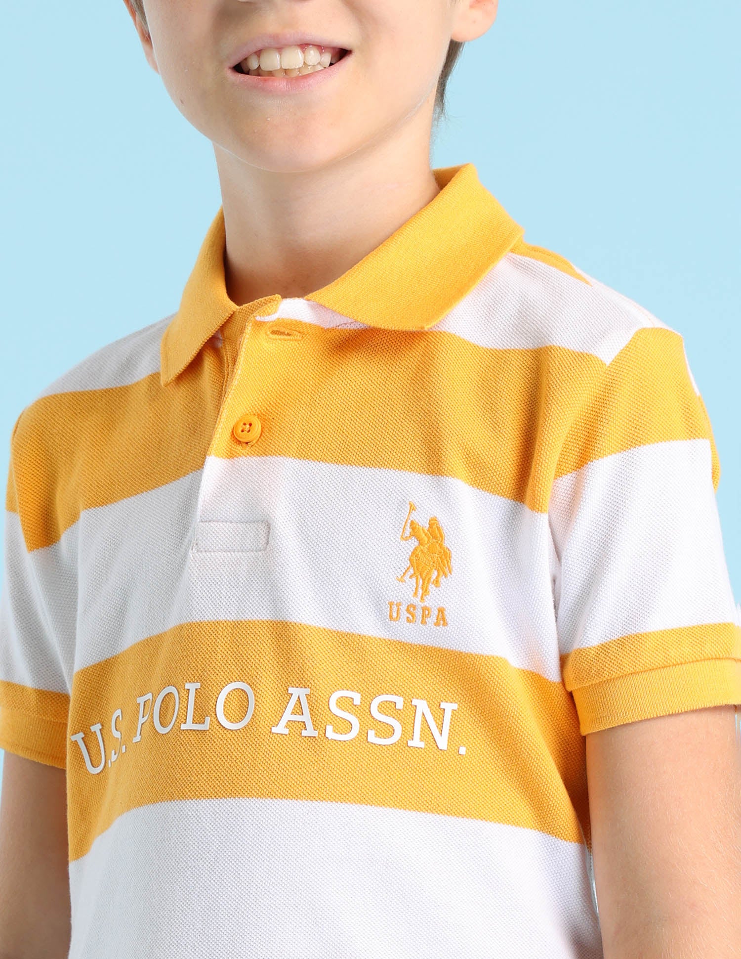 Boys Horizontal Striped Regular Fit Polo Shirt - Image 5