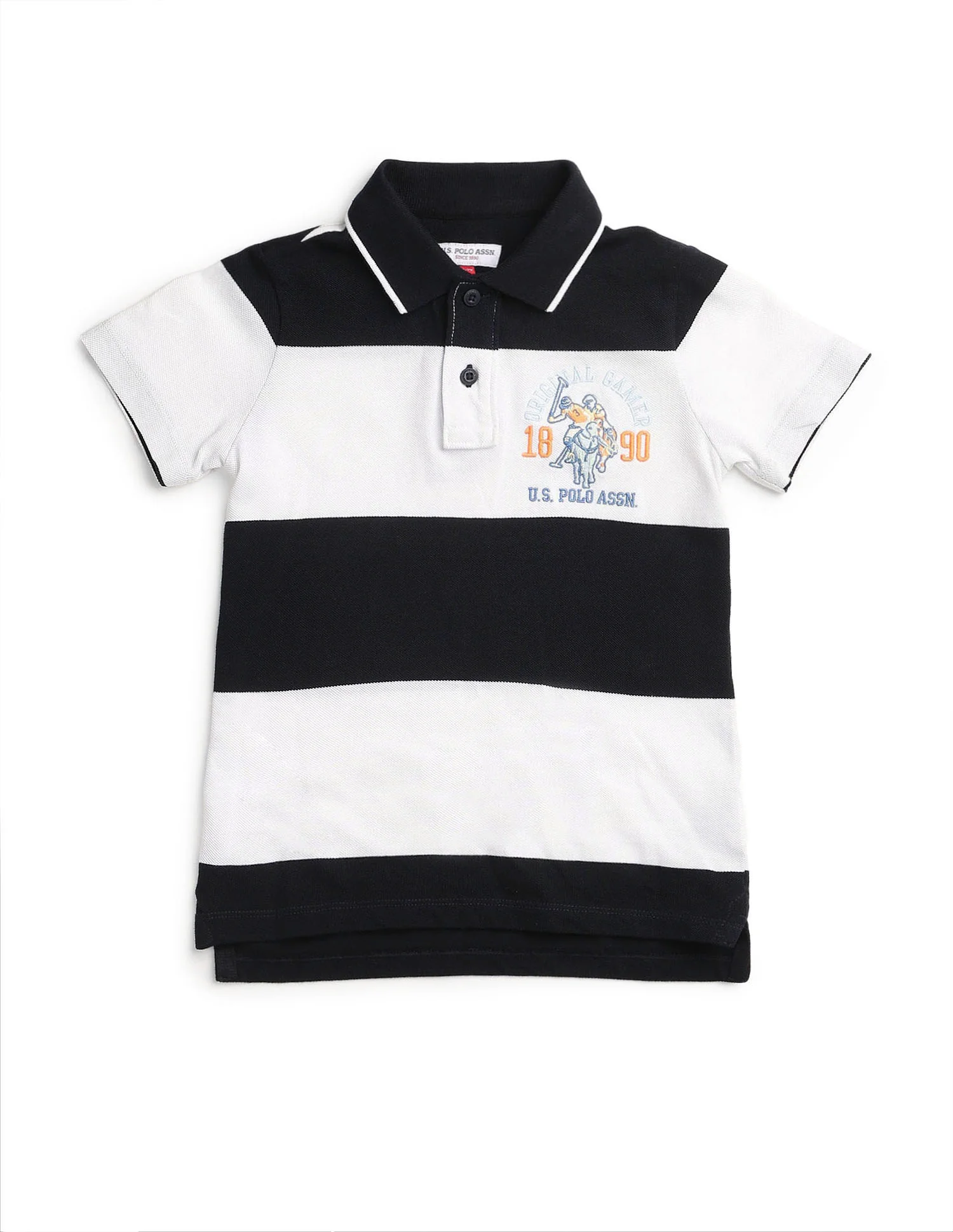 Boys Horizontal Striped Regular Fit Polo Shirt - Image 7
