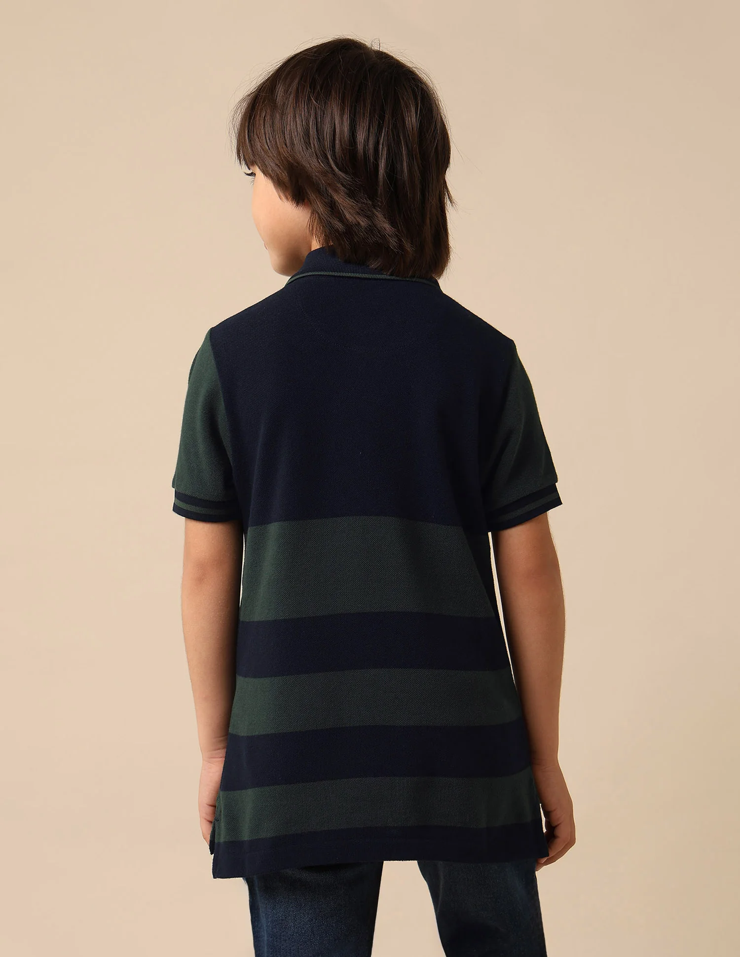 Boys Horizontal Striped Regular Fit Polo Shirt - Image 5