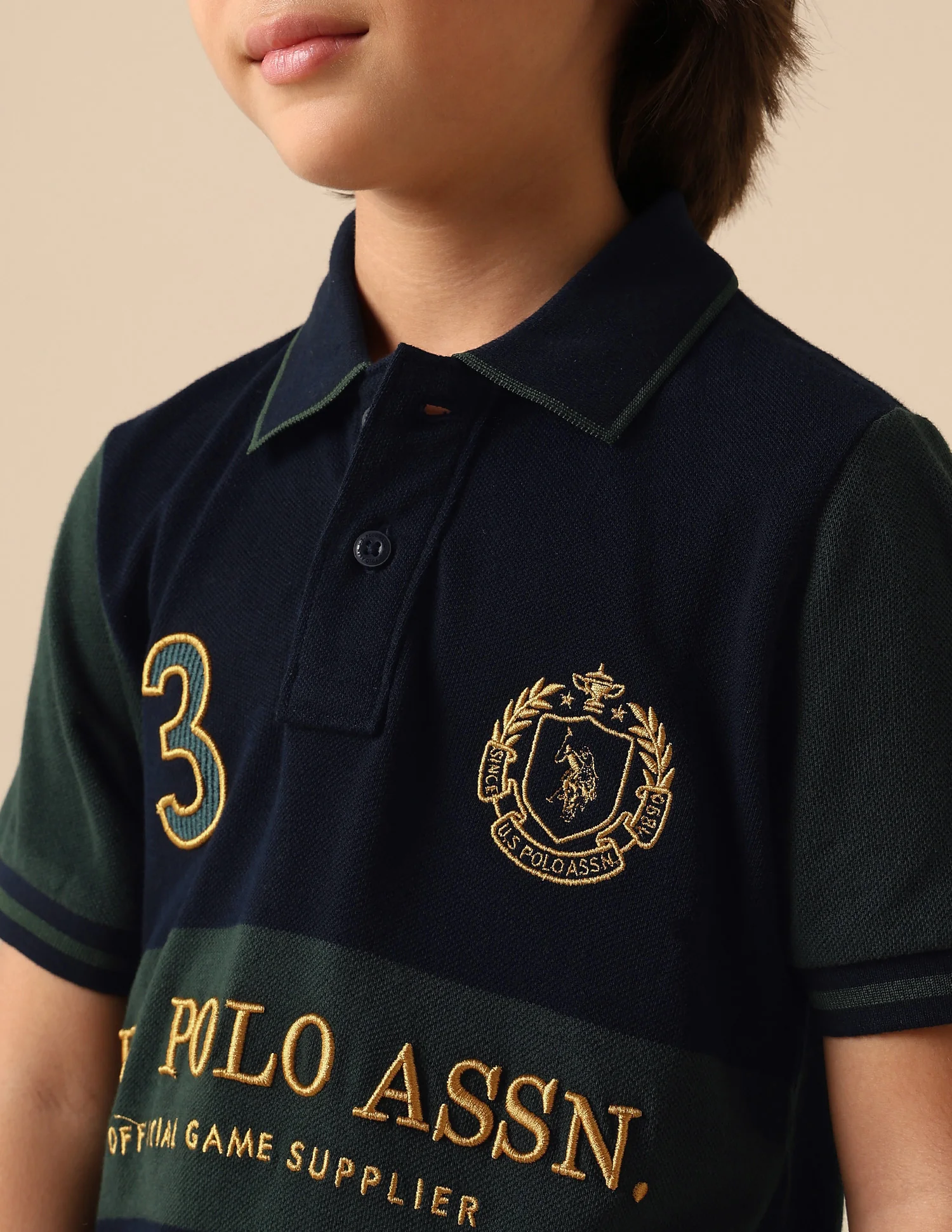 Boys Horizontal Striped Regular Fit Polo Shirt - Image 6